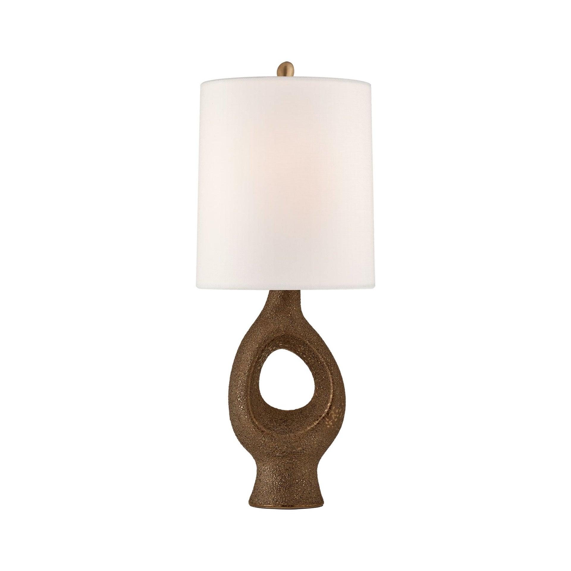 Adjustable Burnt Gold Ceramic Table Lamp with Linen Shade