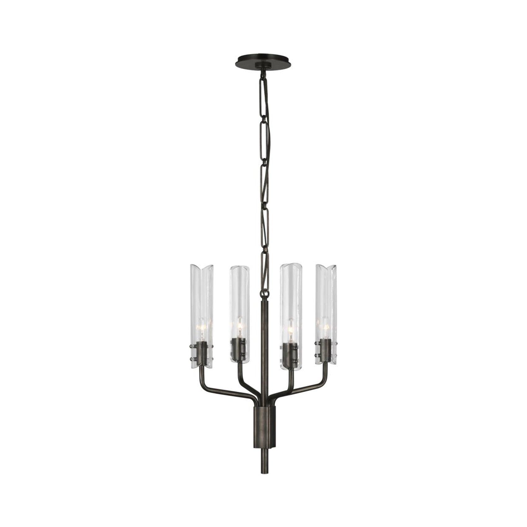 Elegant Petite Bronze Crystal Candle Chandelier 20.5"