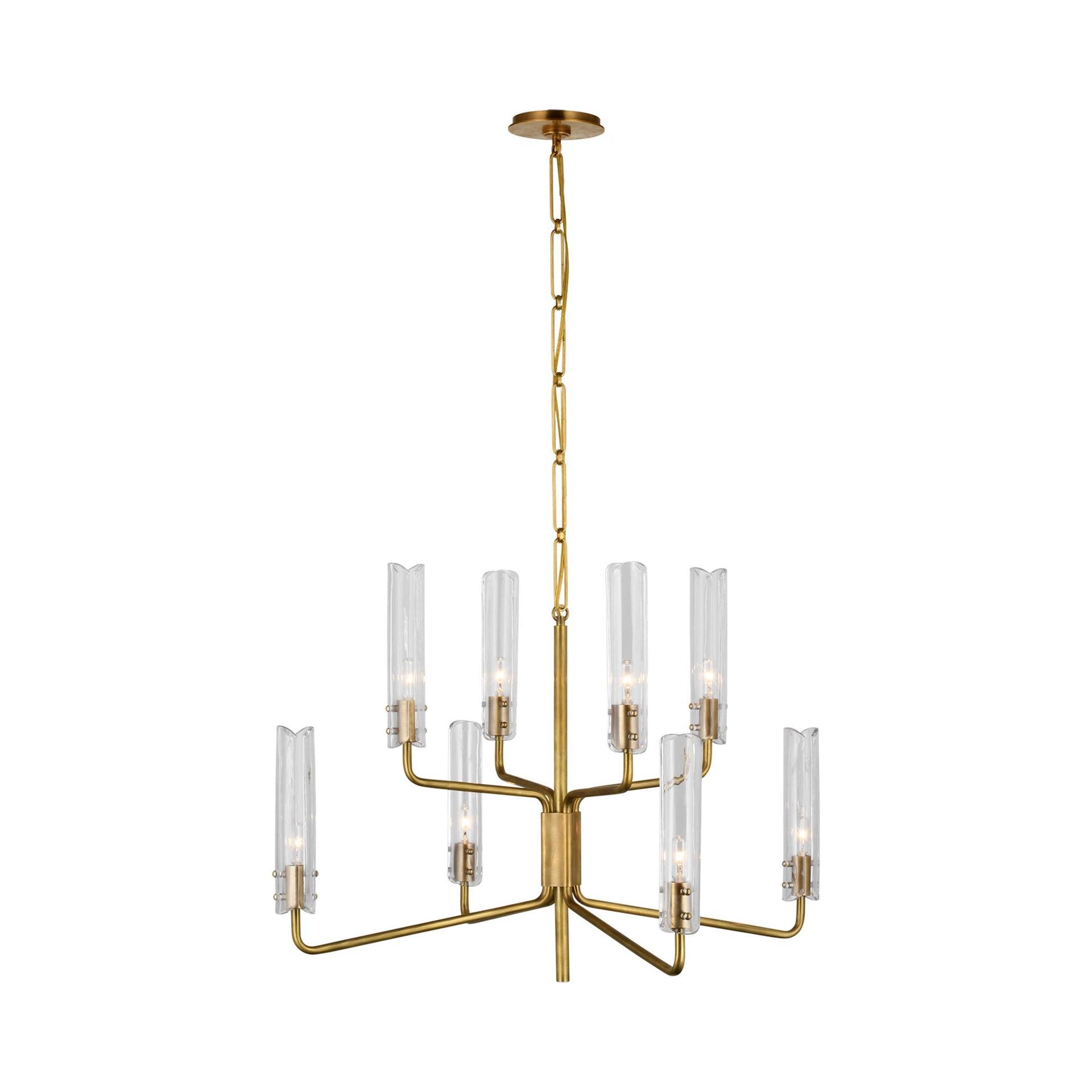 Antique Brass Crystal Candle 8-Light Chandelier