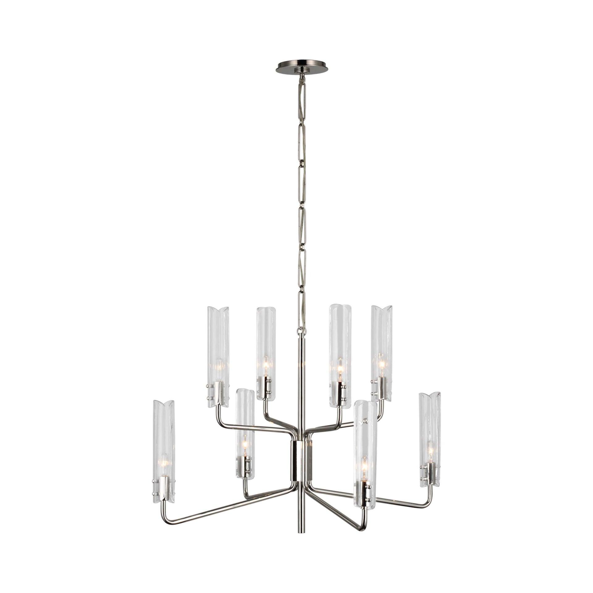 Polished Nickel Crystal Candle 8-Light Chandelier