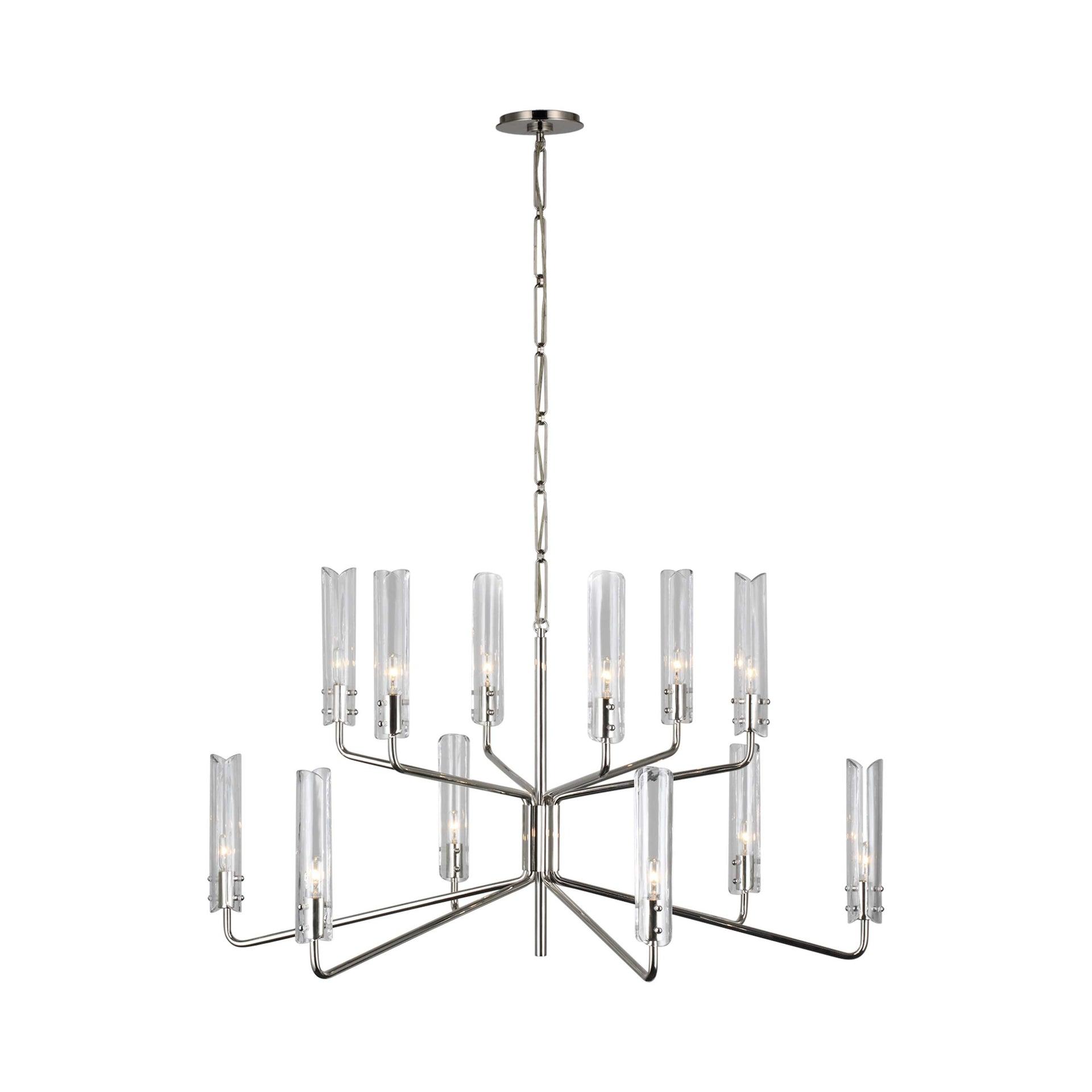 Casoria Polished Nickel 12-Light Two-Tier Chandelier