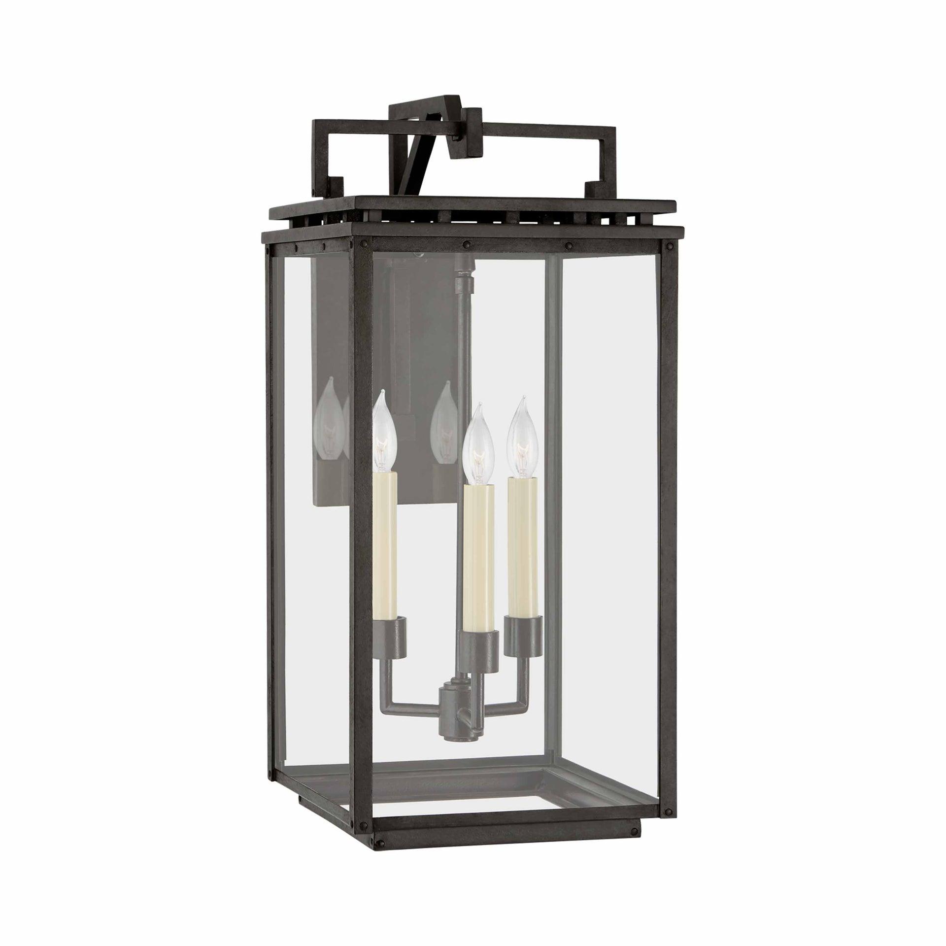Black Iron 21" Dimmable Lantern Wall Sconce
