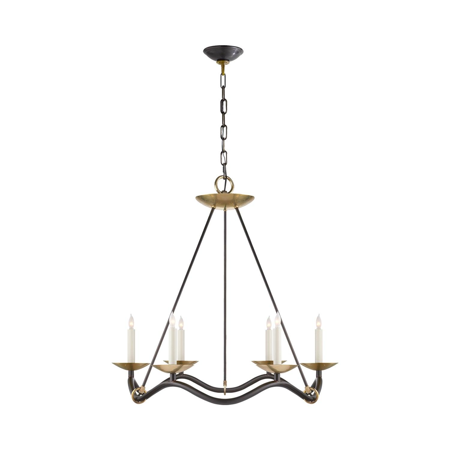 Goralnick Nickel Crystal 6-Light Candle Chandelier, 30"x28"