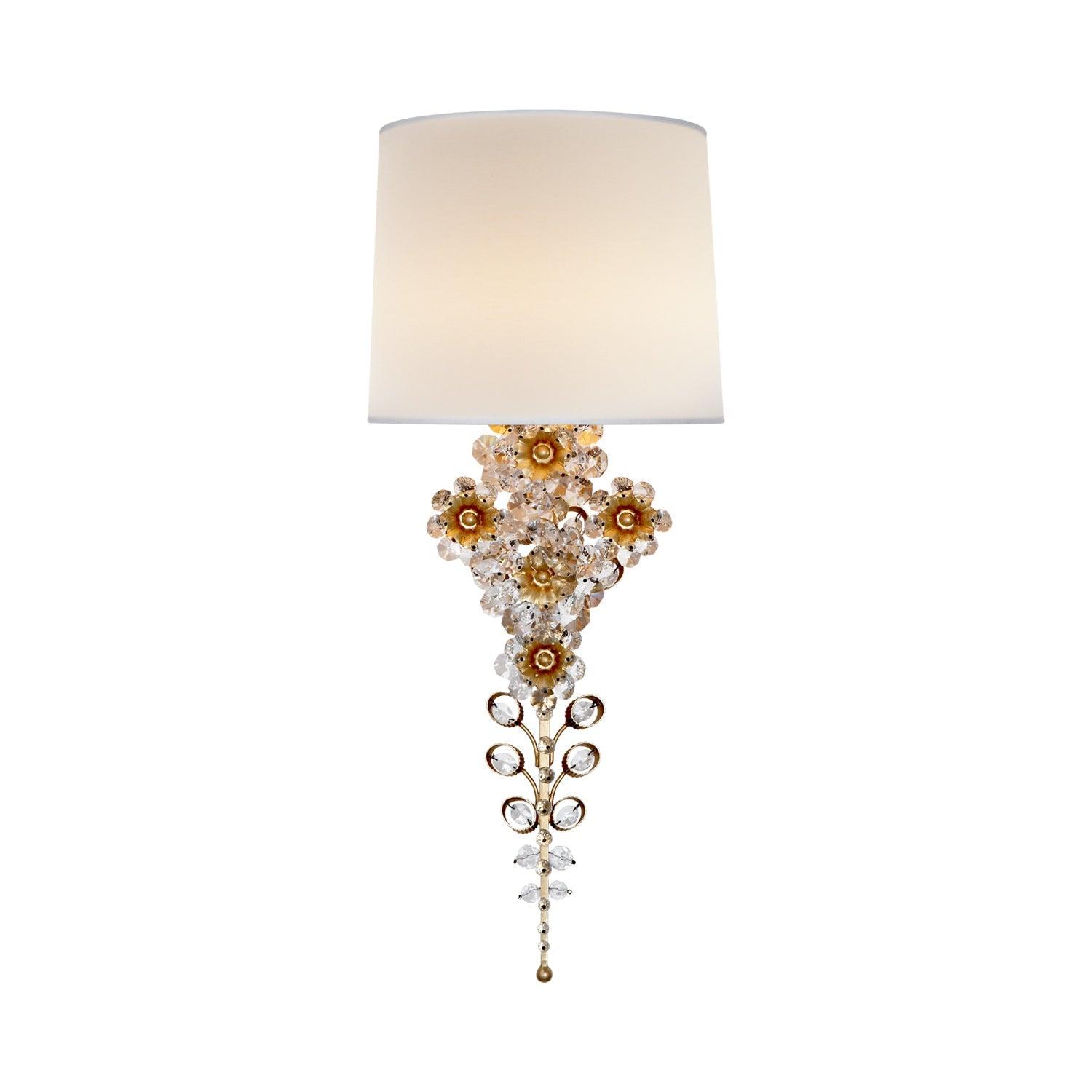 Gold Direct Wired Electric Sconce with Linen Shade