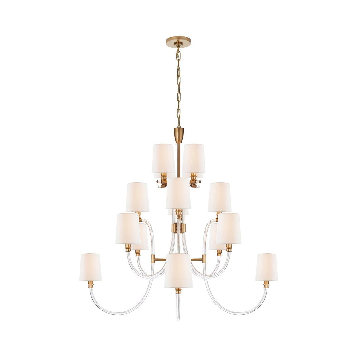 Clarice Antique Brass 16-Light Tiered Crystal Chandelier