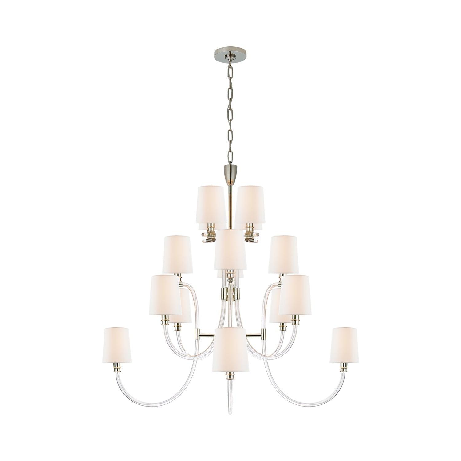 Clarice Luxe Nickel and Crystal 16-Light Plug-in Chandelier