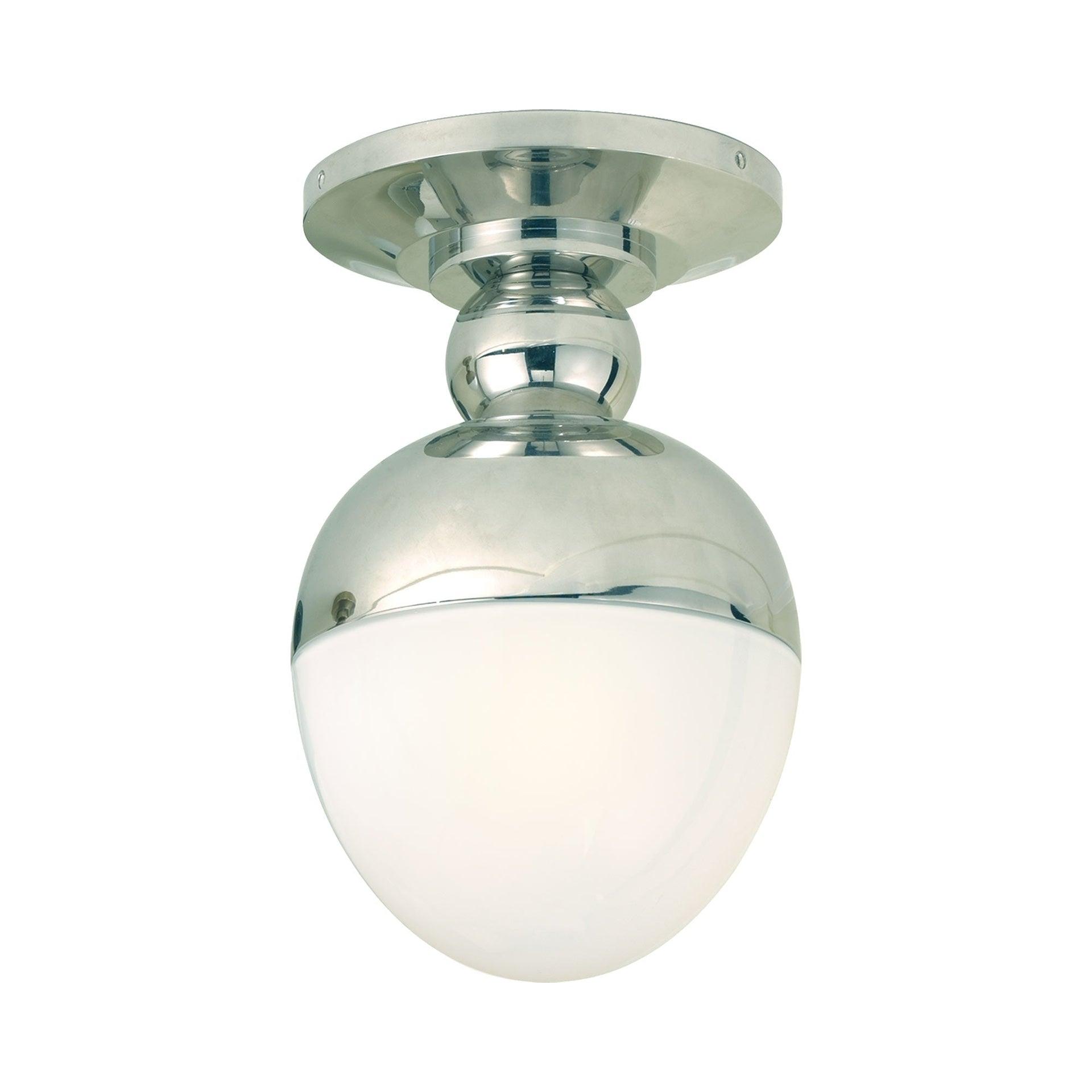 Sophisticated Polished Nickel 12.75" Clark Flush Mount with White Glass
