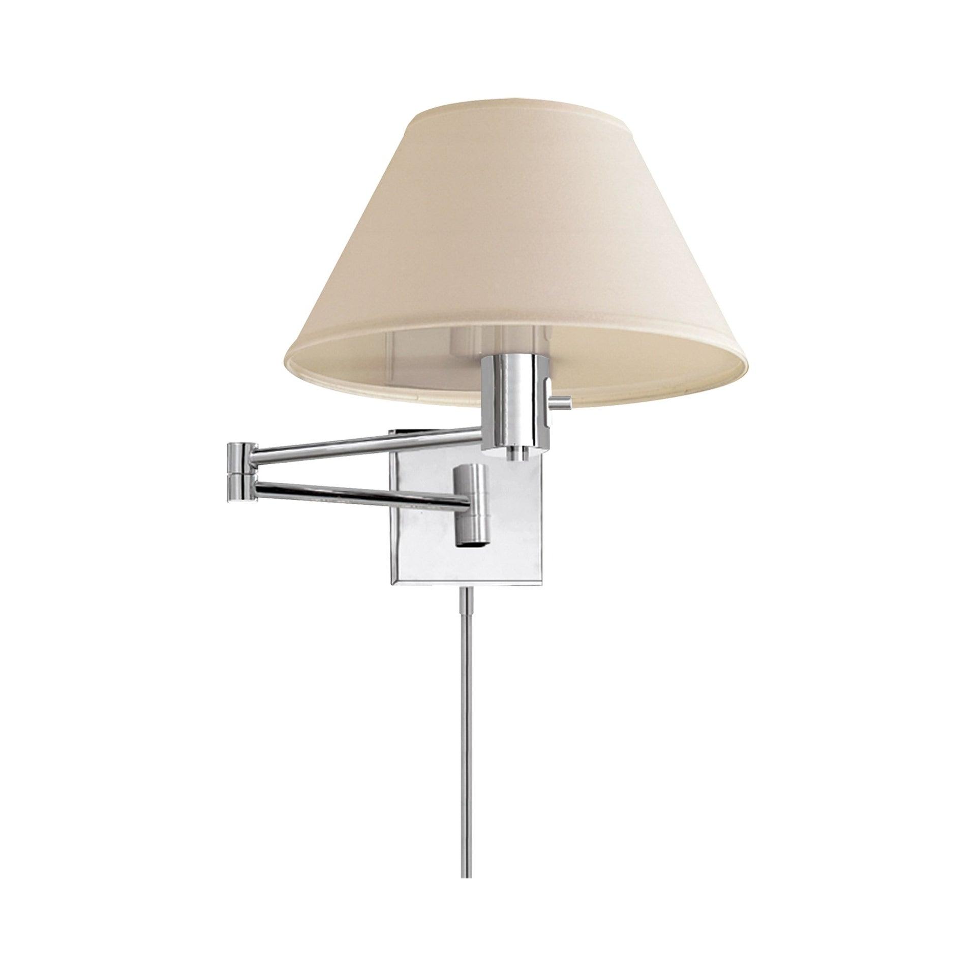 Polished Nickel Swing Arm Wall Lamp with Linen Shade
