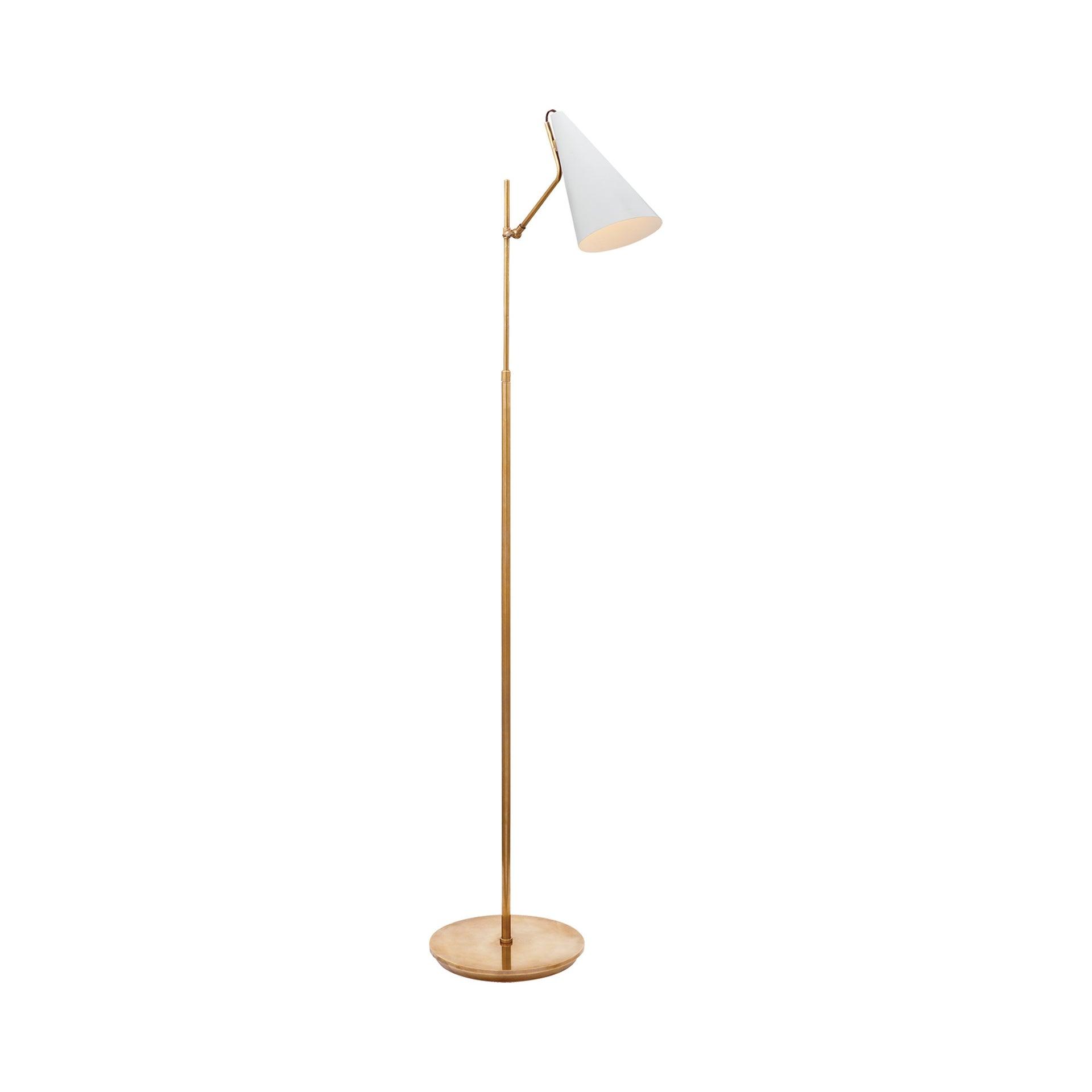 Clemente Midcentury Adjustable Floor Lamp White/Antique Brass