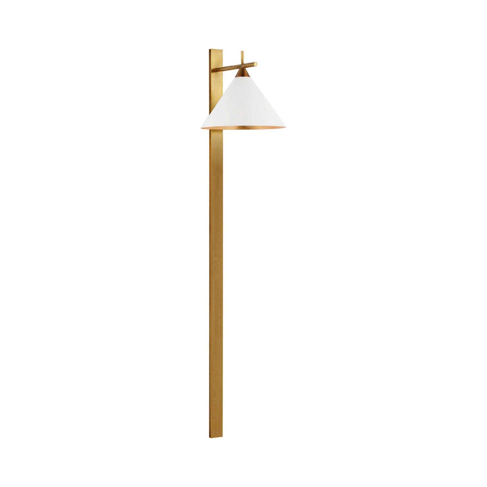 Cleo Tall Linear Black and Brass LED Sconce with Matte White Shade