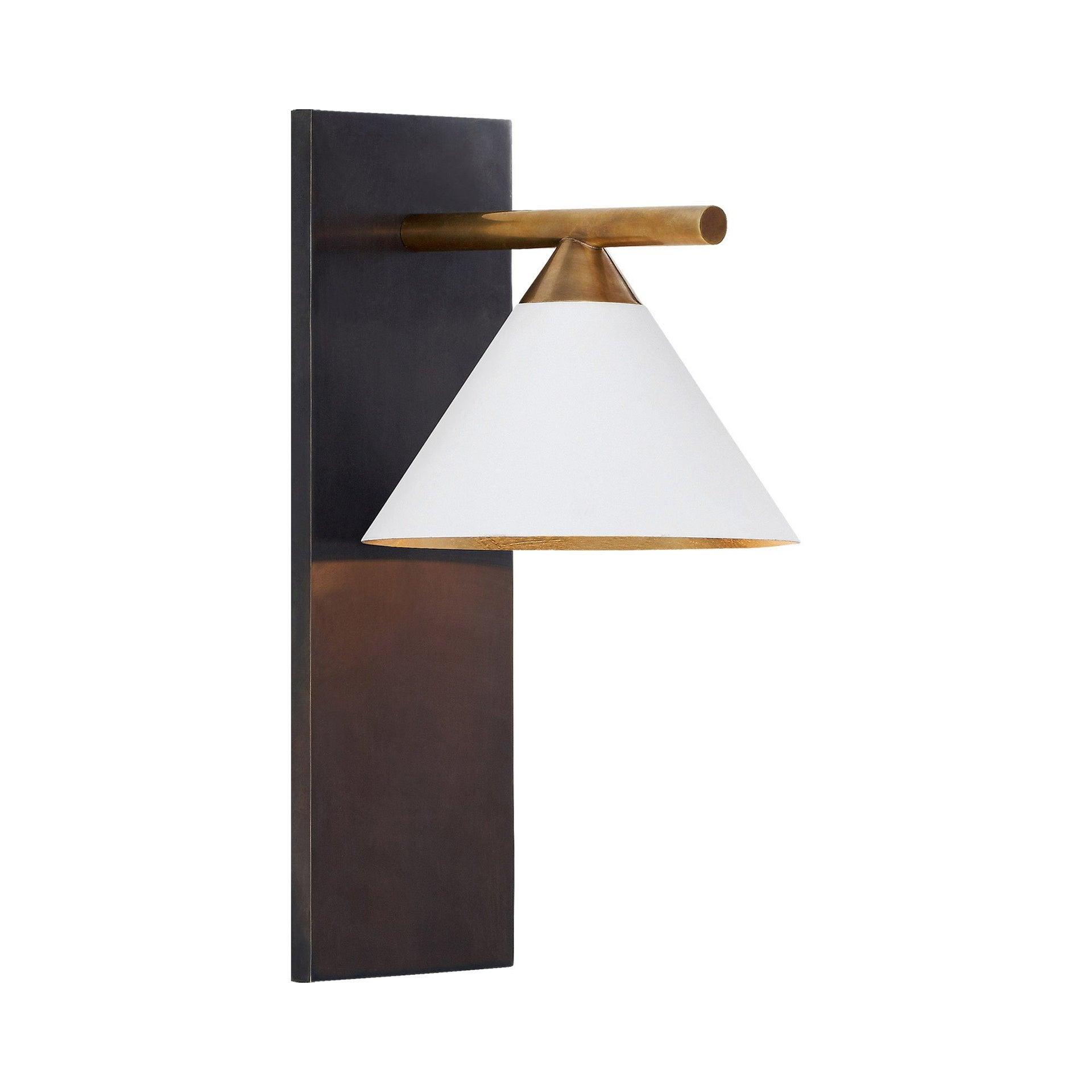 Cleo Bronze and Matte White 14" Armed Wall Sconce