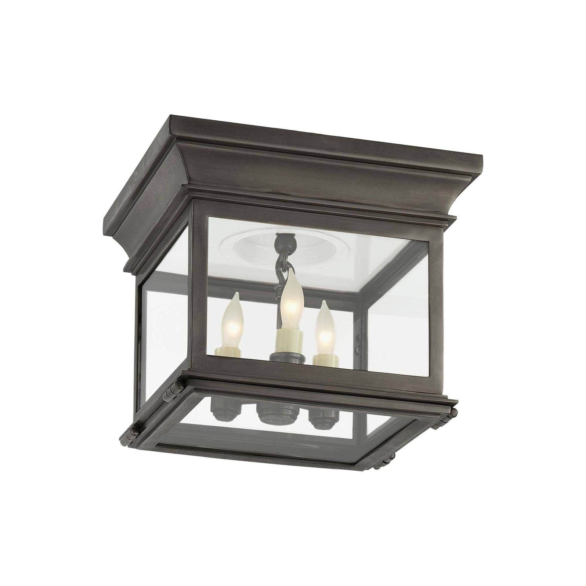 Bronze and Glass 9" Flush Mount Ceiling Light