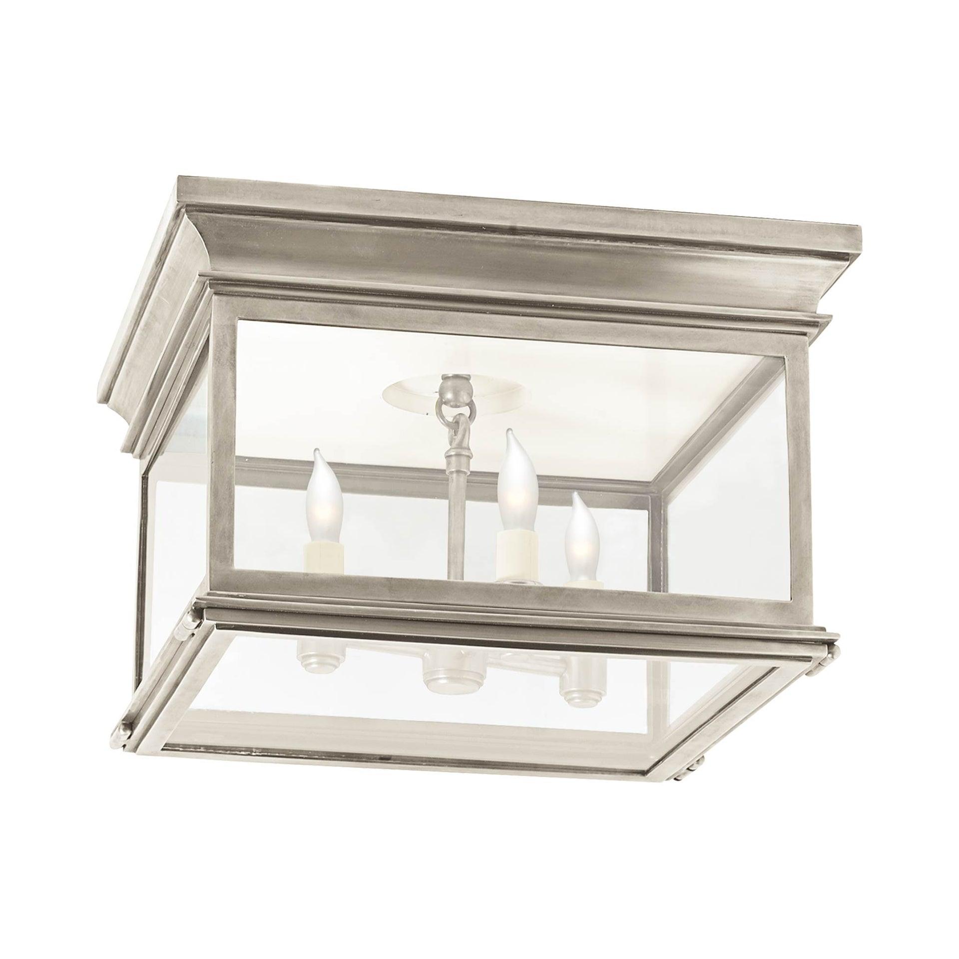 Elegant Polished Nickel 3-Light Flush Mount with Glass Panels