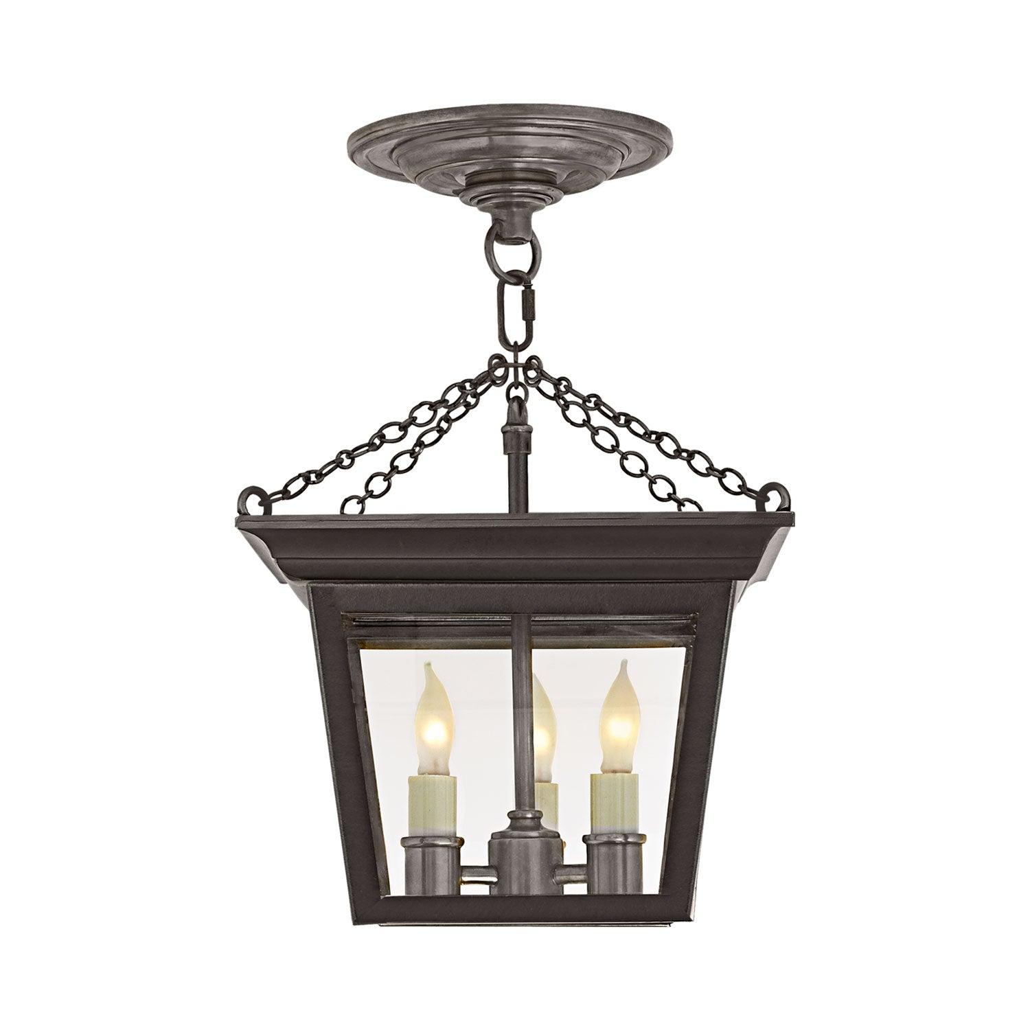 Blackened Rust Glass 3-Light Indoor/Outdoor Pendant