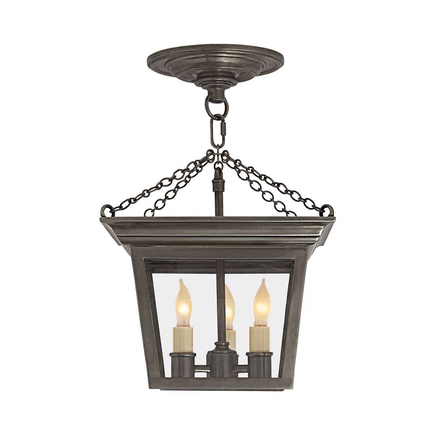 Cornice Bronze 16.5" Indoor/Outdoor Brass Semi-Flush Lantern