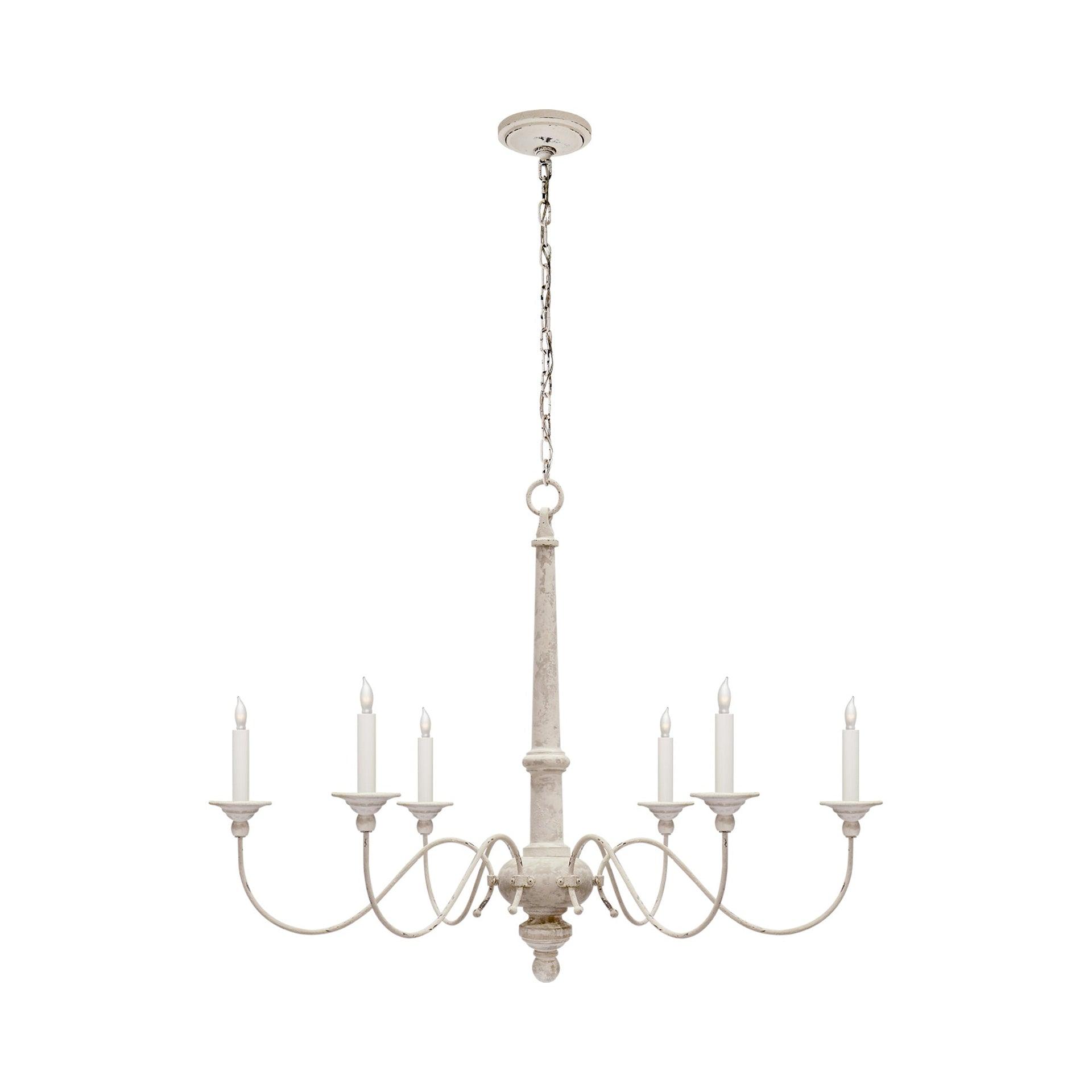 Elegant Belgian White 6-Light Crystal Candle Chandelier