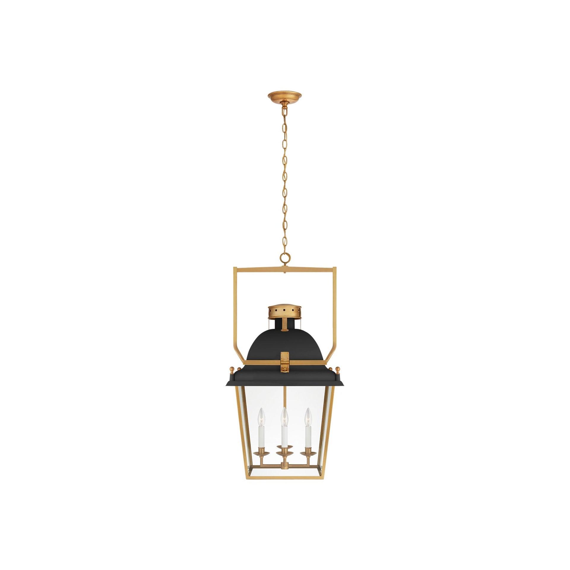 Coventry 36.5" Matte Black and Antique-Burnished Brass Overscaled Lantern