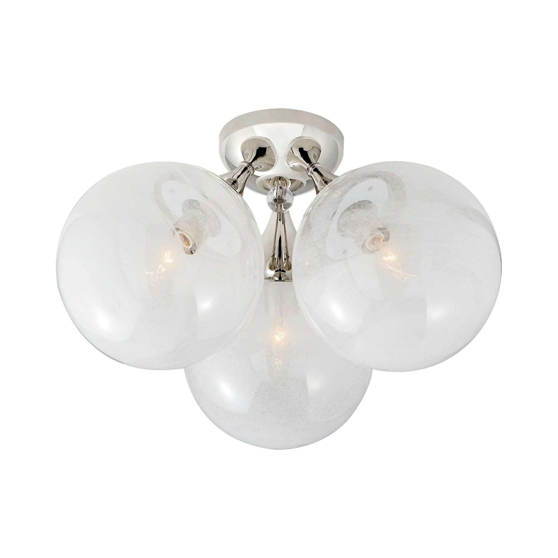 Polished Nickel 15" Triple Glass Flush Mount Light