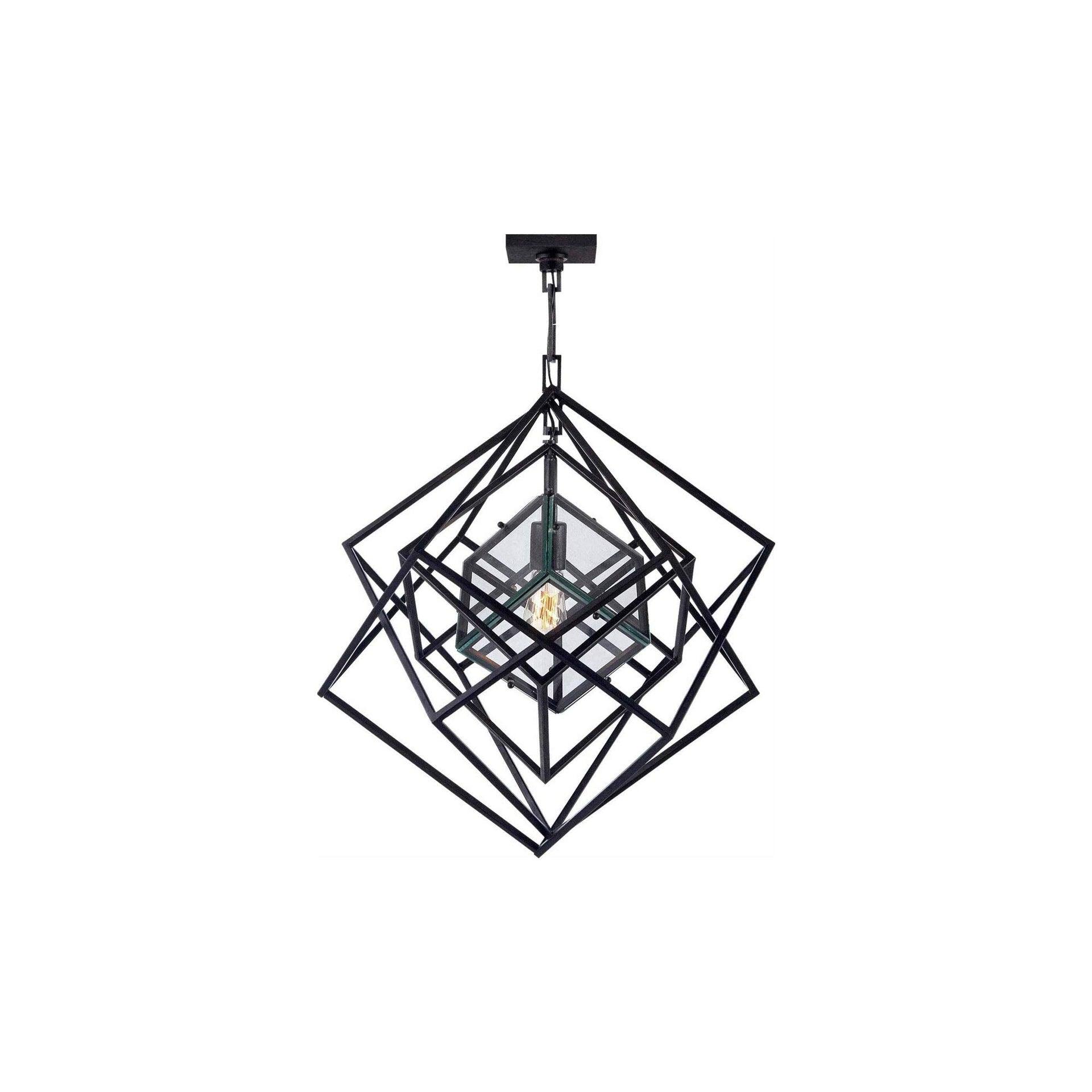 Cubist 25.75" Crystal Plug-in Chandelier in Aged Iron