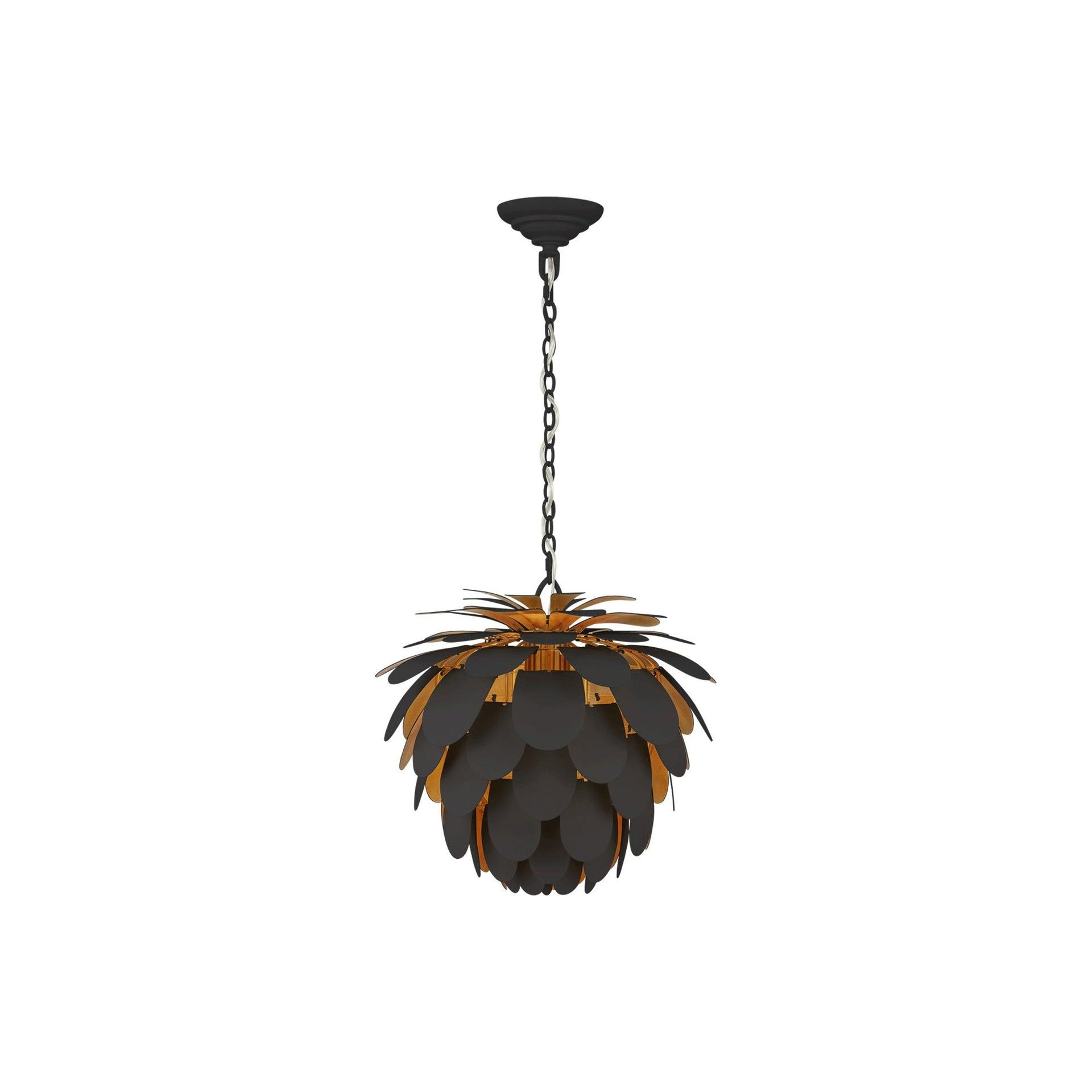 Cynara Tropical Pineapple-Inspired 15" Black Crystal Pendant Light