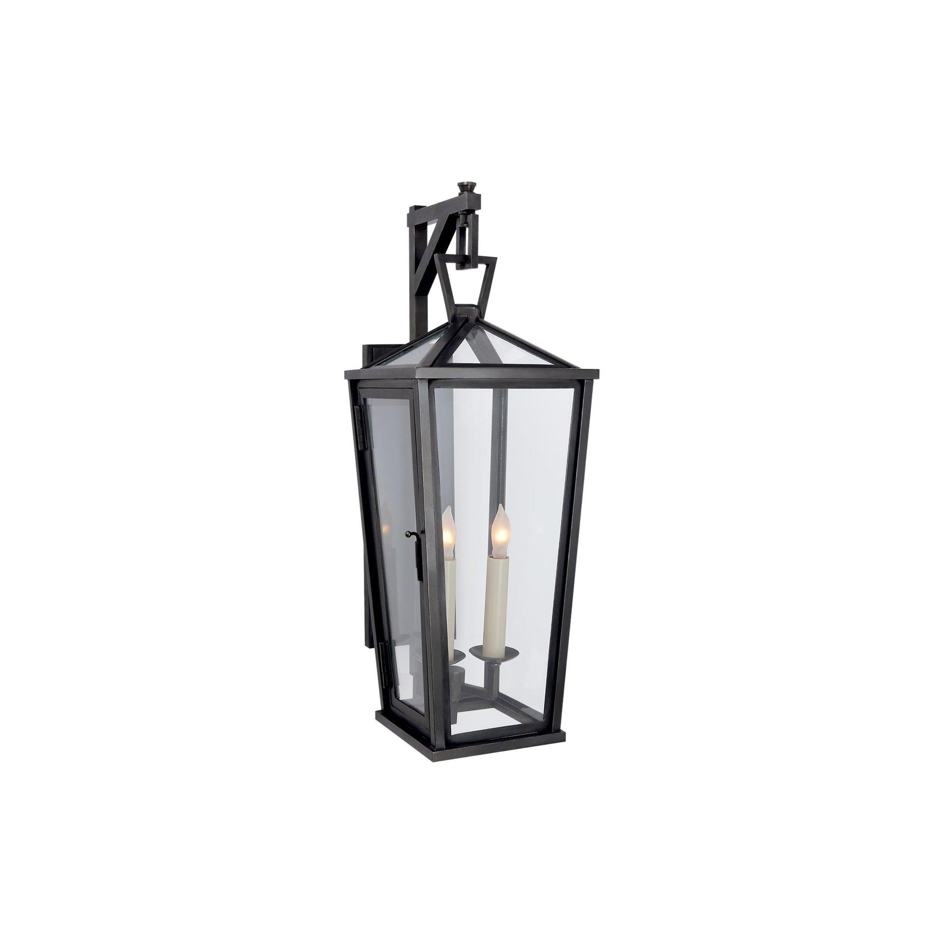 Elegant Bronze & Black Outdoor Lantern Wall Sconce, 21.25" H