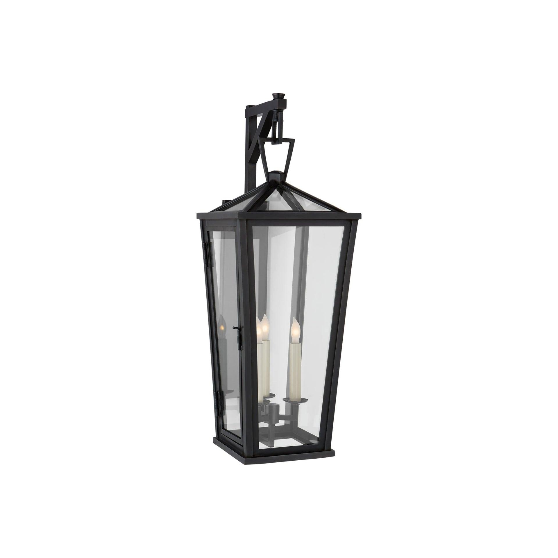 Elegant Bronze and Black Lantern-Style Sconce, 27" Outdoor and Indoor