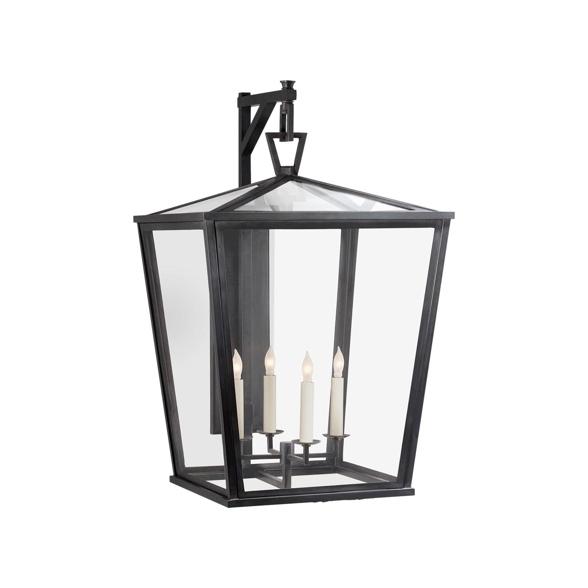Chapman & Myers Dimmable Bronze Black Lantern Sconce, 28.25"H