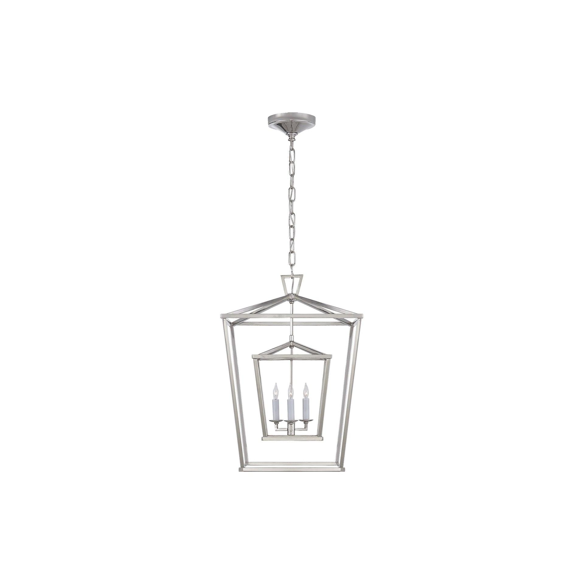 Darlana 24.5" Polished Nickel Crystal Double Cage Pendant Light