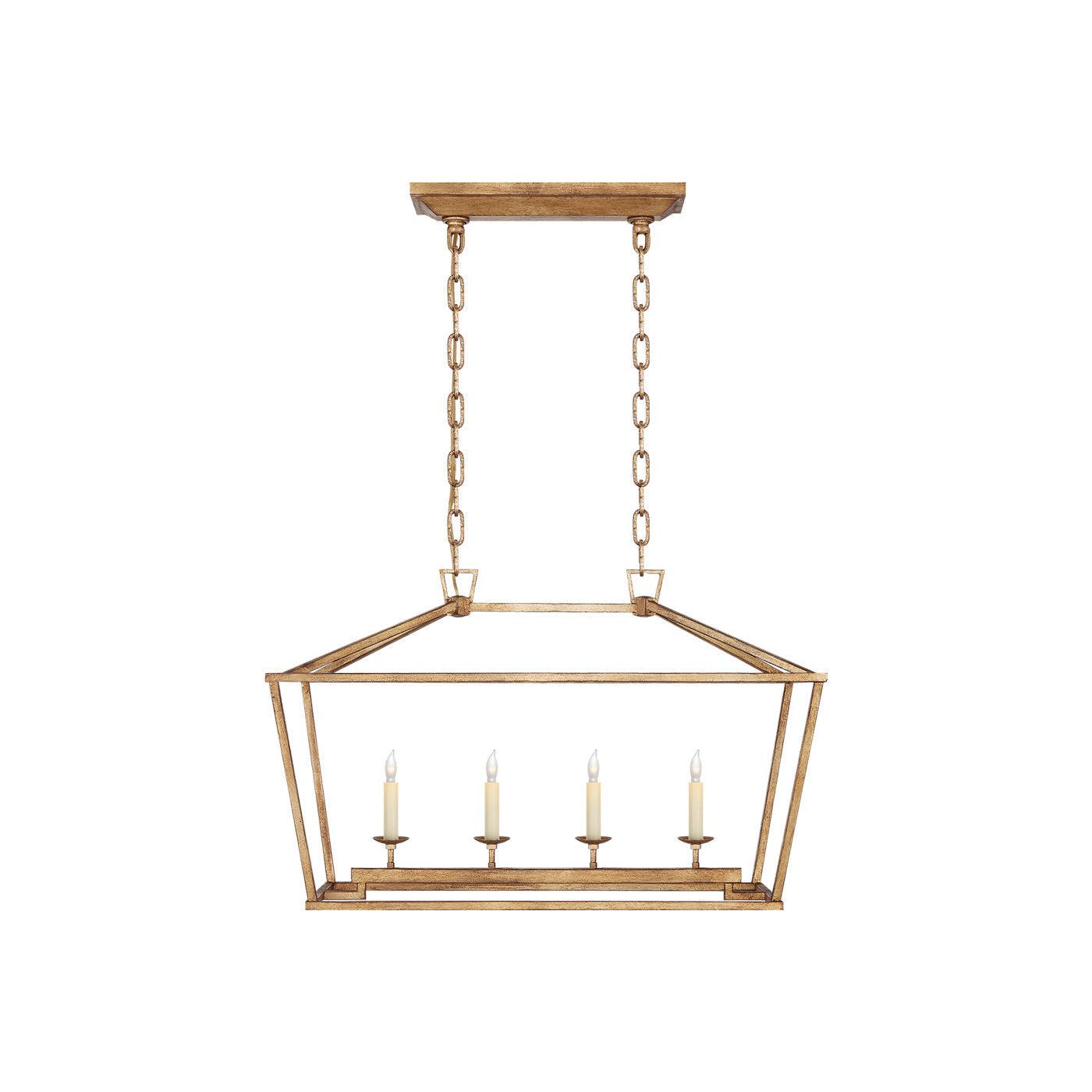 Golden Iron 4-Light Rectangular Island Chandelier