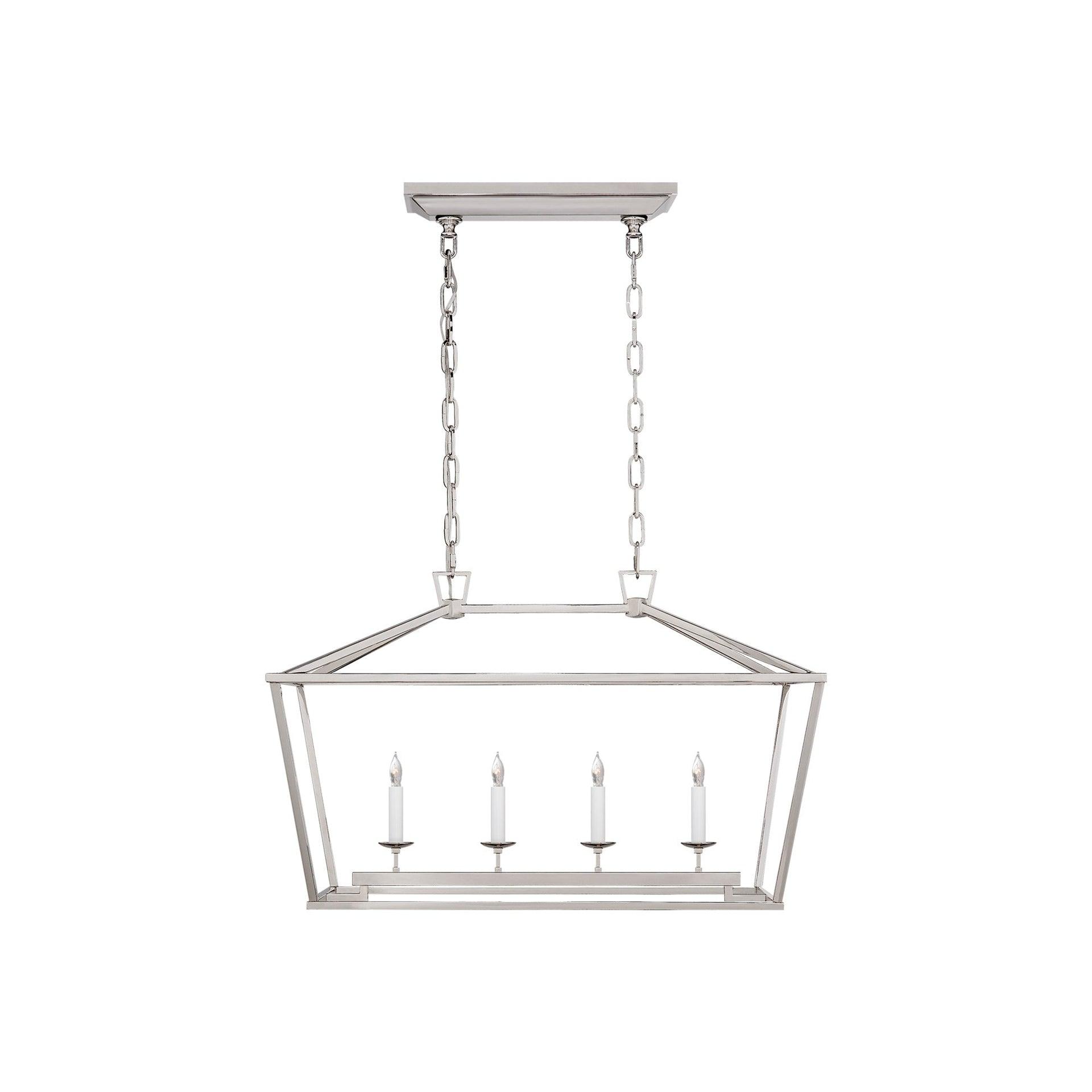 Elegant Darlana 30" Polished Nickel Crystal Island Lantern
