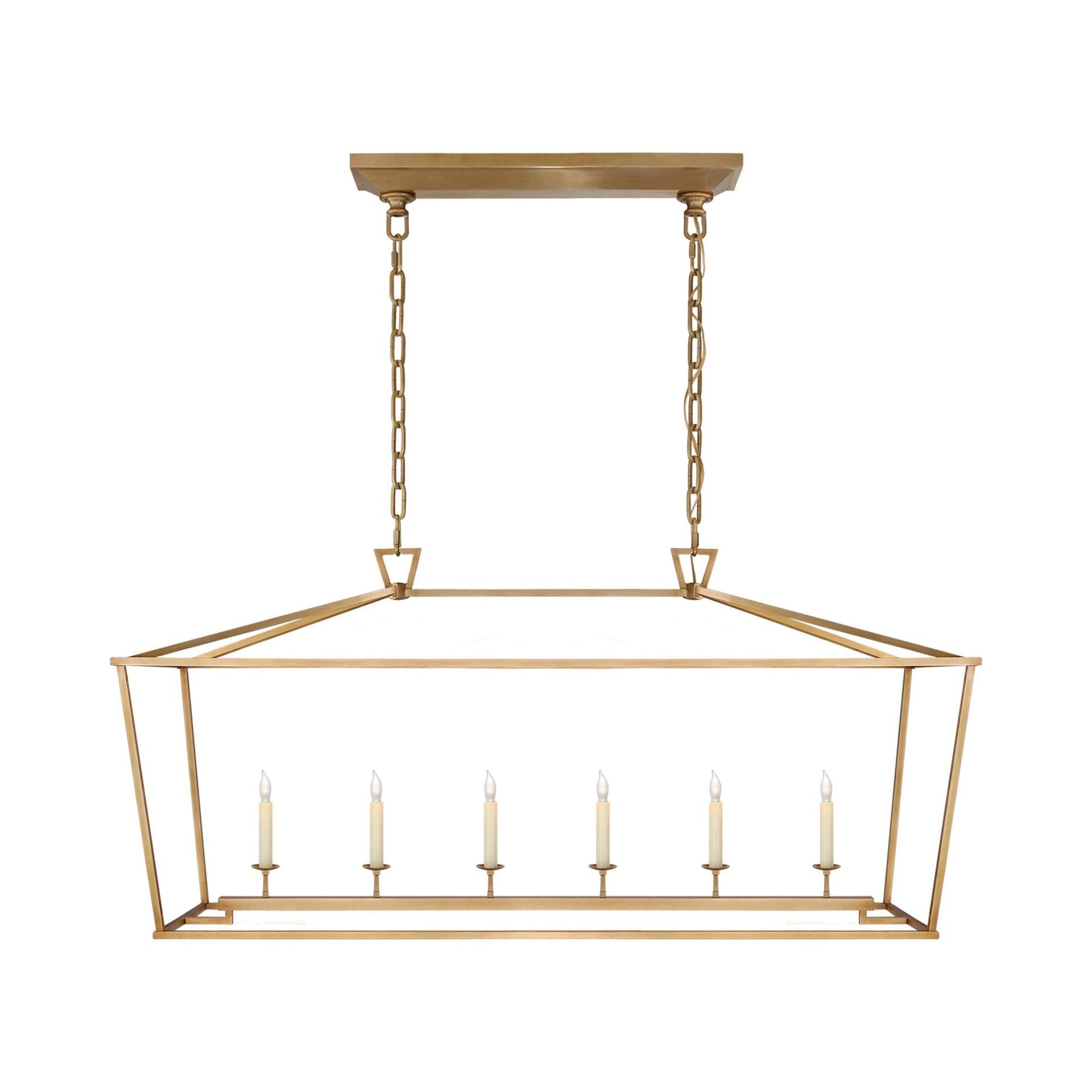 Elegant Antique-Burnished Brass Island Lantern with Glass Incandescence