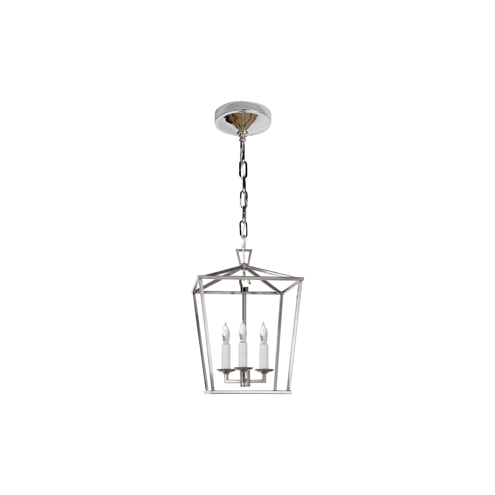 Elegant Darlana Polished Nickel Mini Lantern with Crystal Accents