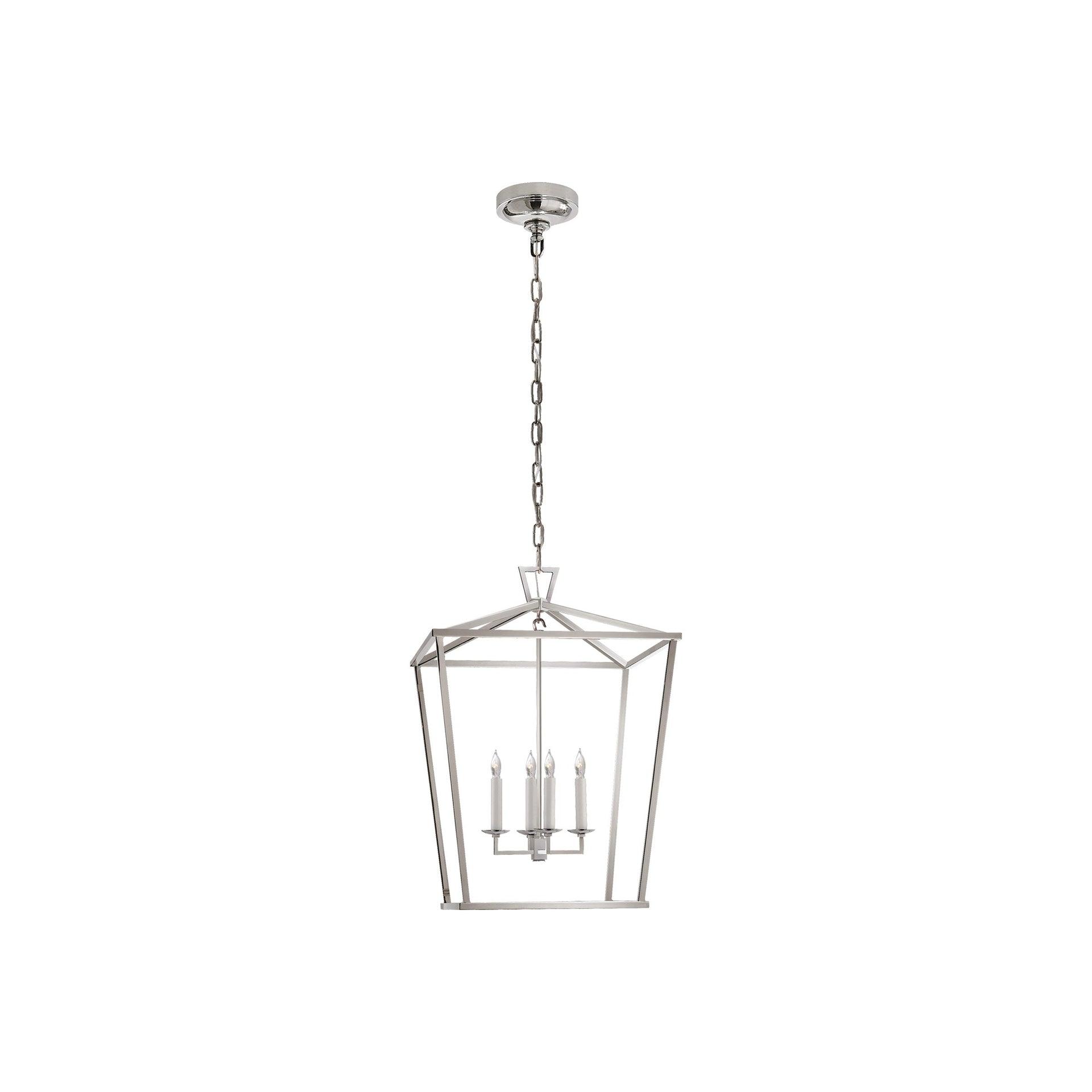 Darlana Medium Polished Nickel 4-Light Iron Lantern Chandelier