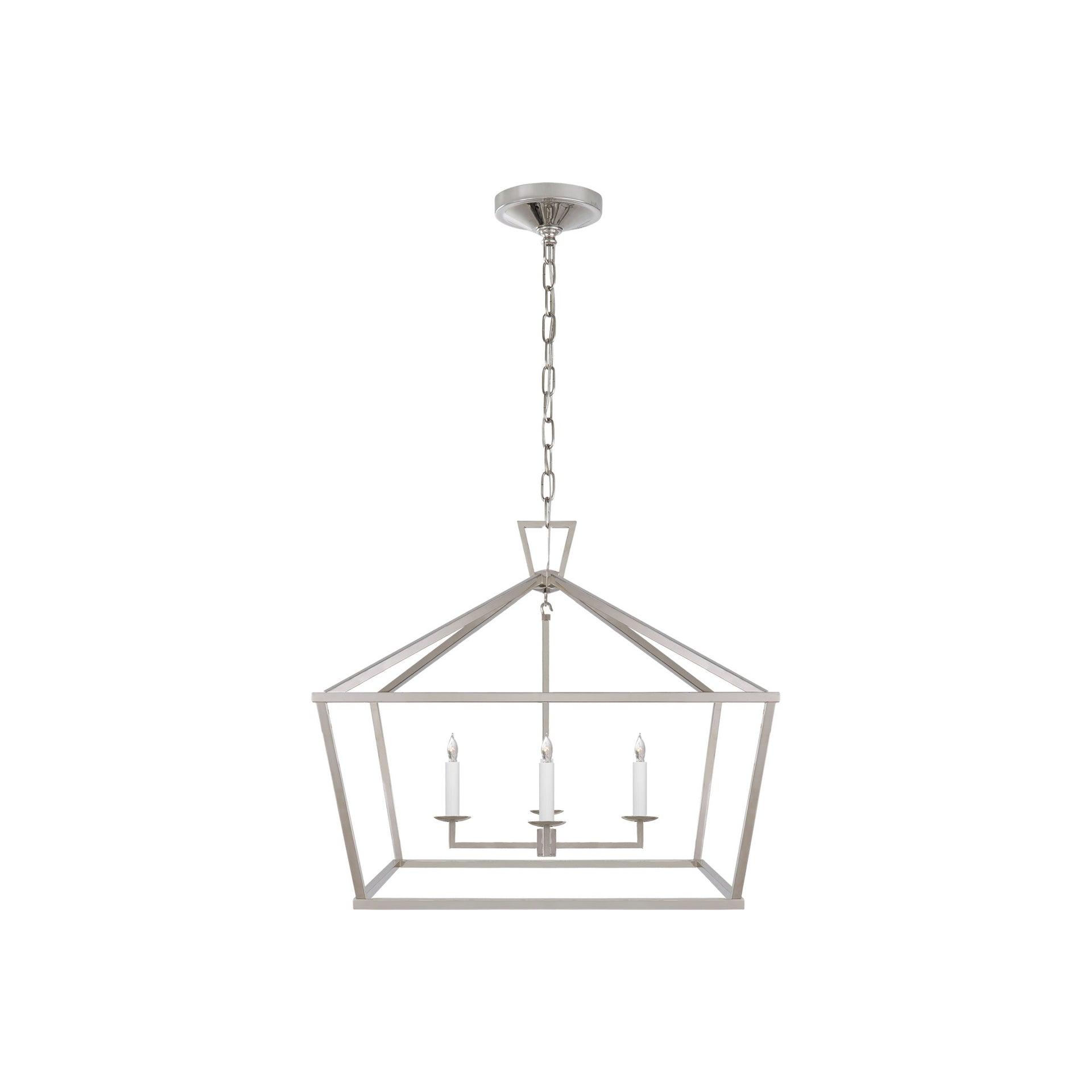 Elegant Polished Nickel Crystal Lantern Light, 25" x 28"