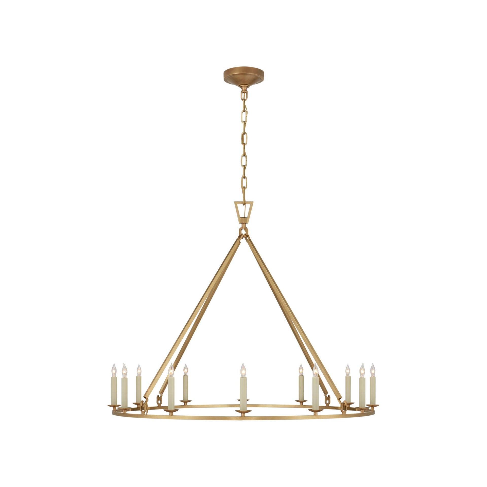 Antique-Burnished Brass Crystal Candle Chandelier 31.5" H x 40" W