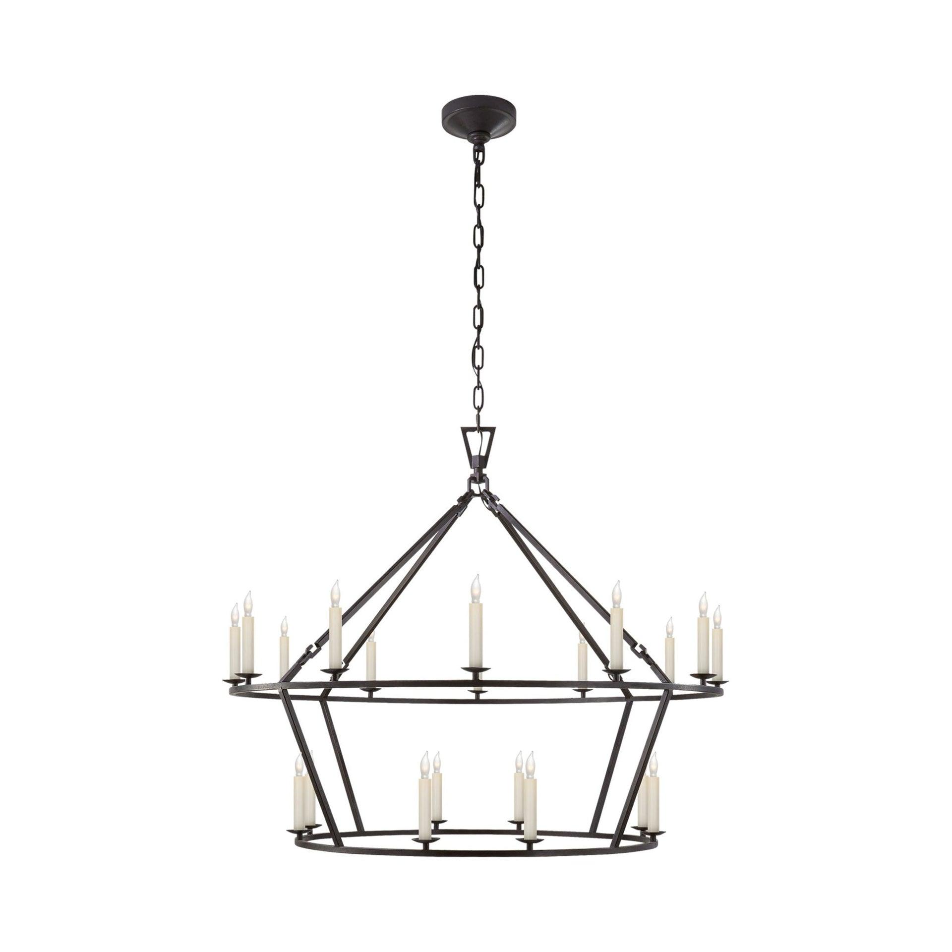 Elegant Nickel and Crystal 33" Plug-in Candle Chandelier