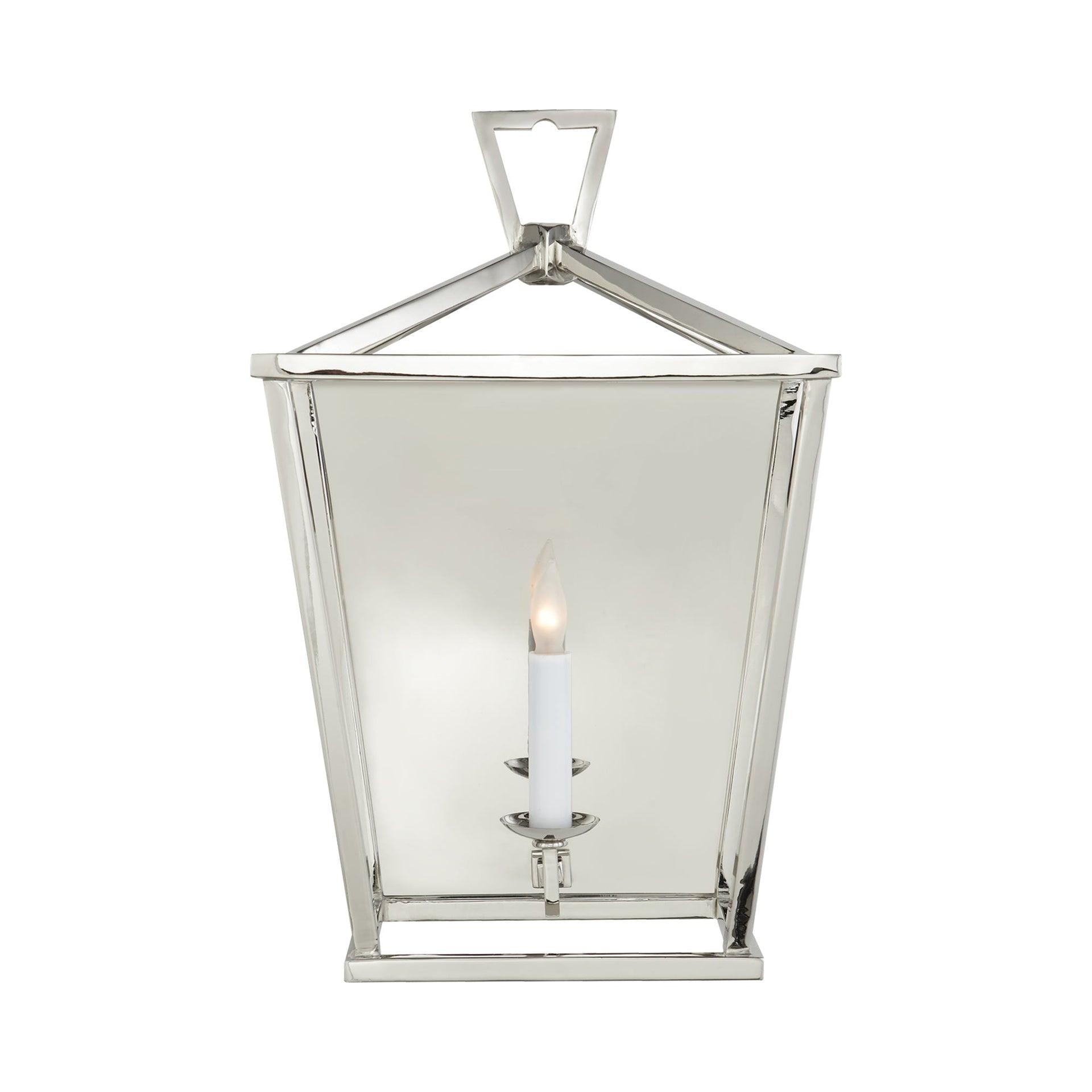Polished Nickel 17" Dimmable Lantern Wall Sconce