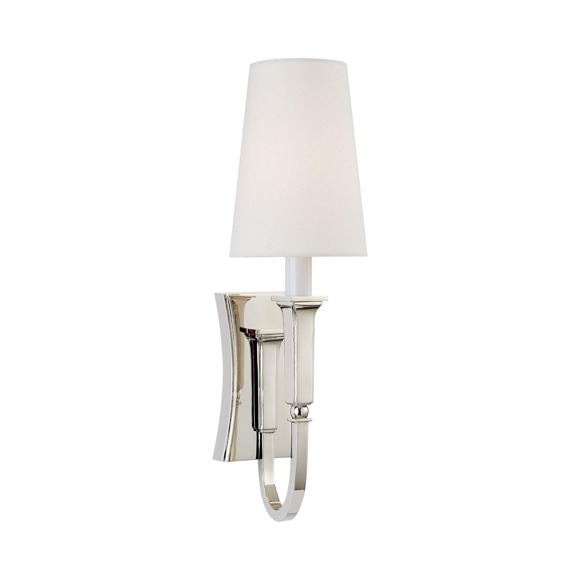 Delphia Curved Arm Nickel Wall Sconce with Tapered Drum Shade
