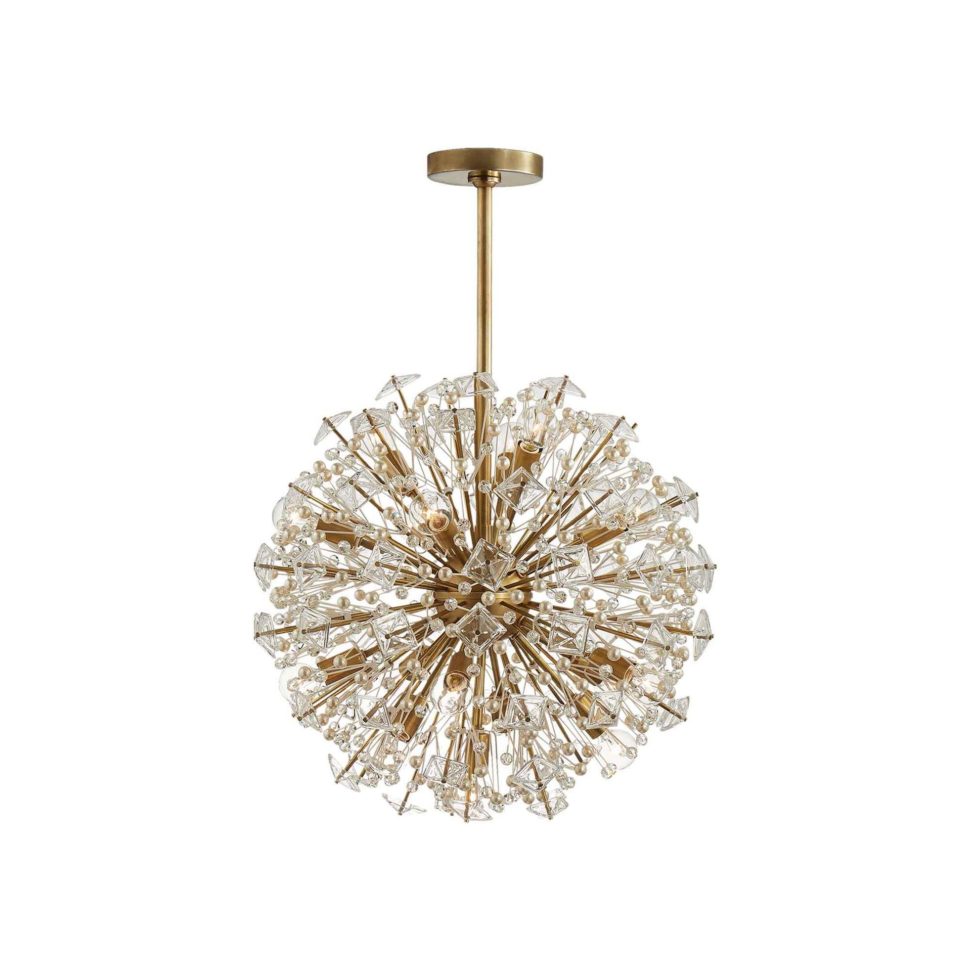 Dickinson Medium Brass and Crystal 17-Light Chandelier