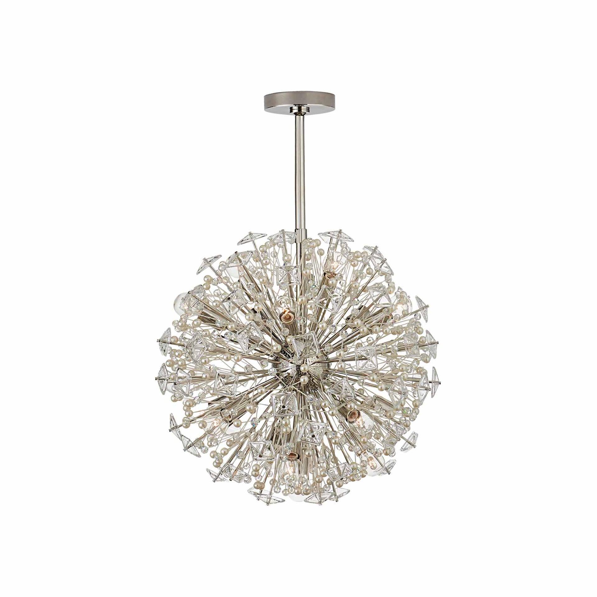 Elegant Polished Nickel and Crystal Medium Chandelier by Kate Spade