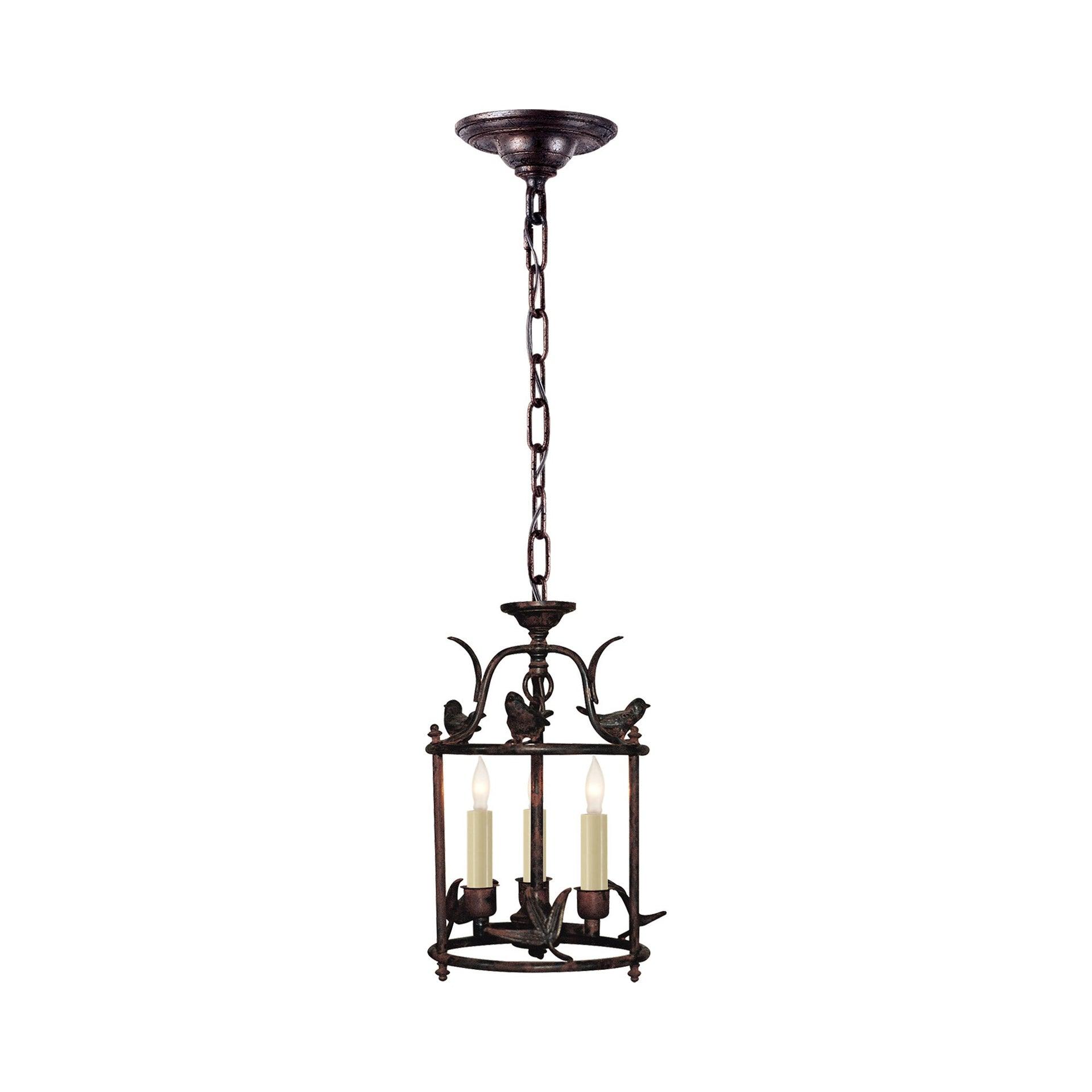 Diego Classical 14" Crystal Birdcage Pendant Light with Rust Finish