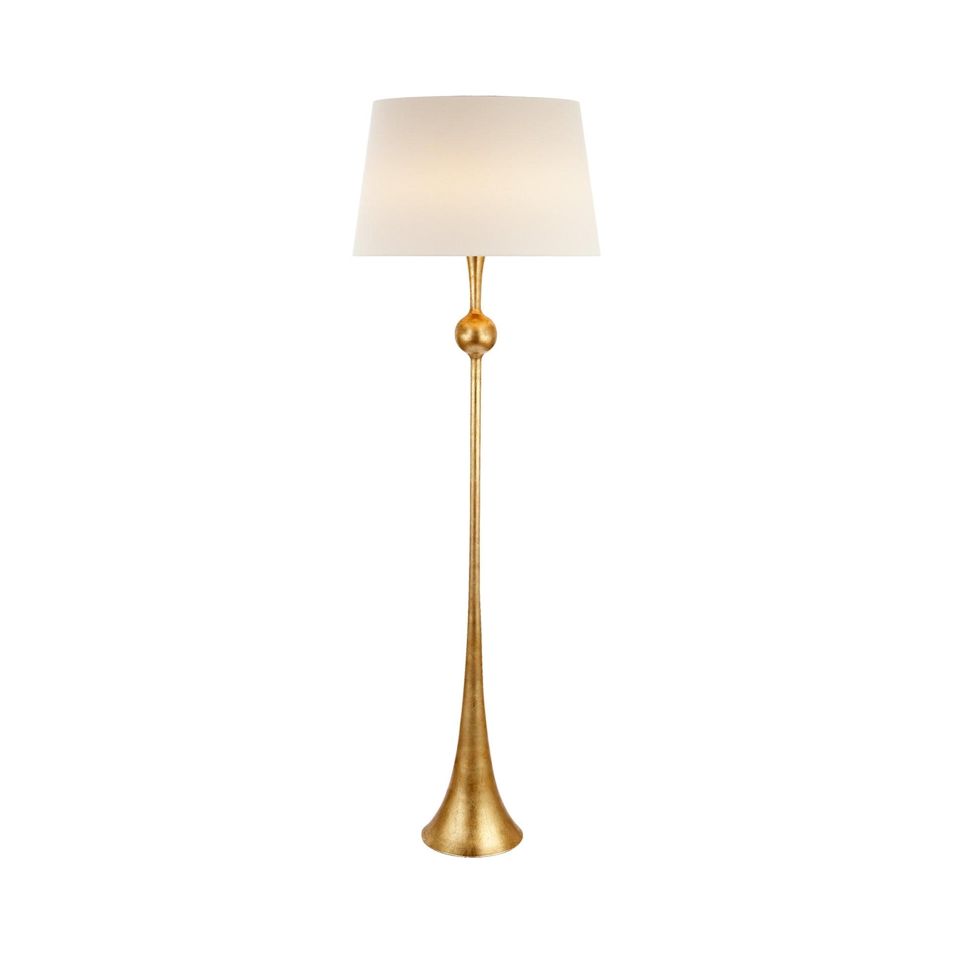 Edison Adjustable Outdoor Gold Floor Lamp with Linen Shade