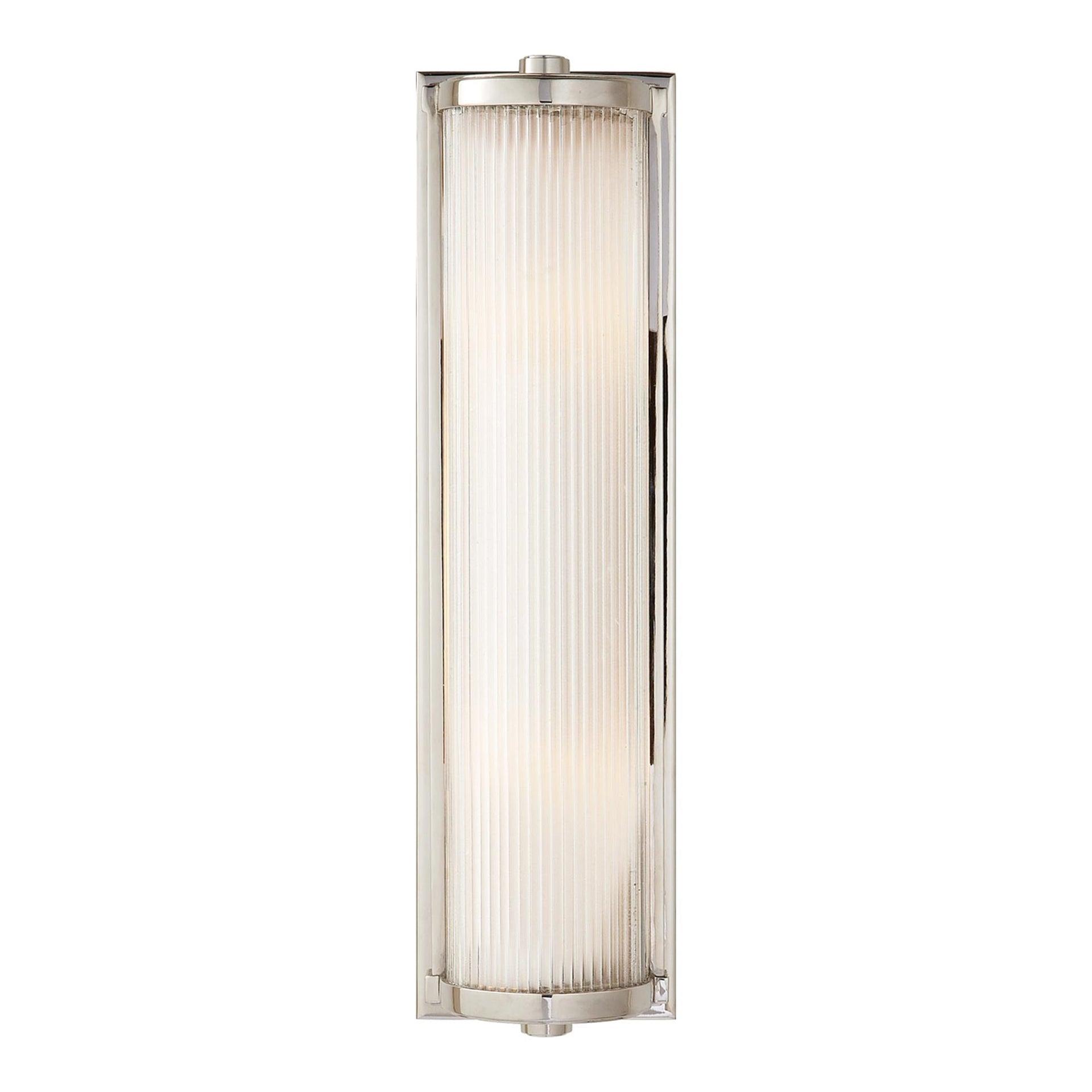 Polished Nickel Outdoor Cylinder Wall Sconce with Frosted Glass