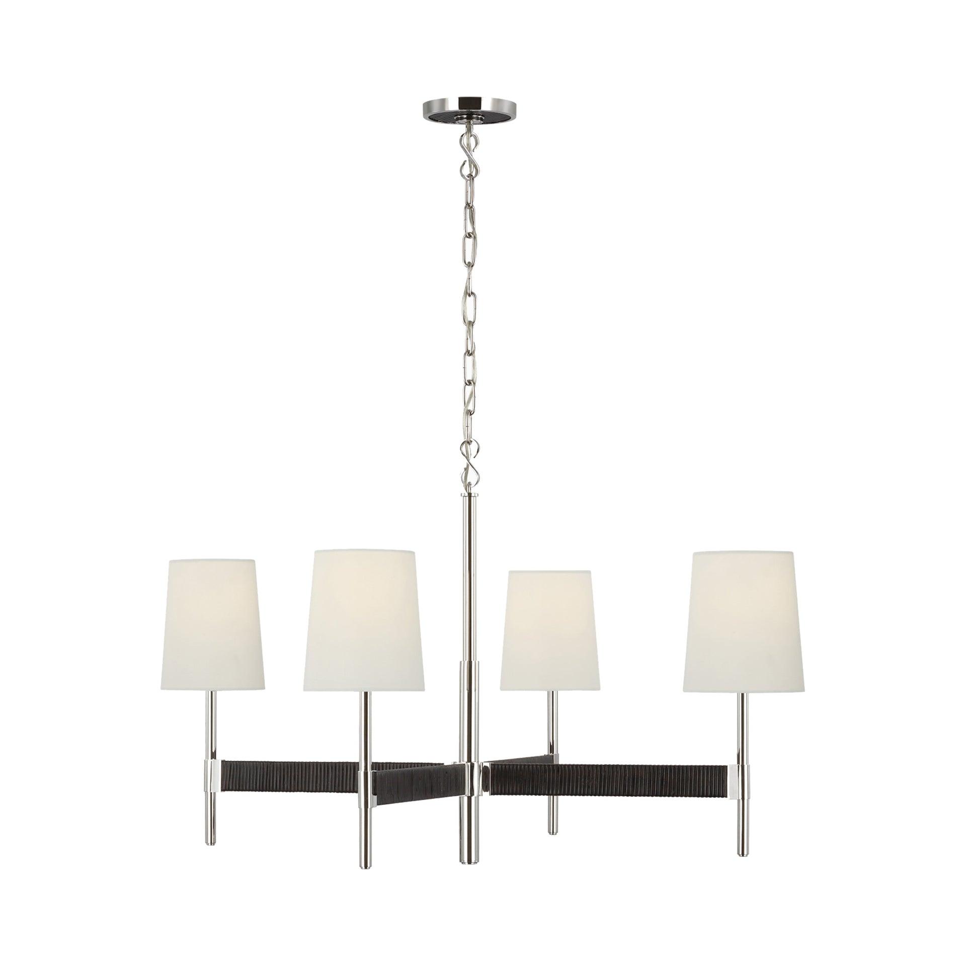 Elle Polished Nickel & Crystal 4-Light Mid-Century Chandelier