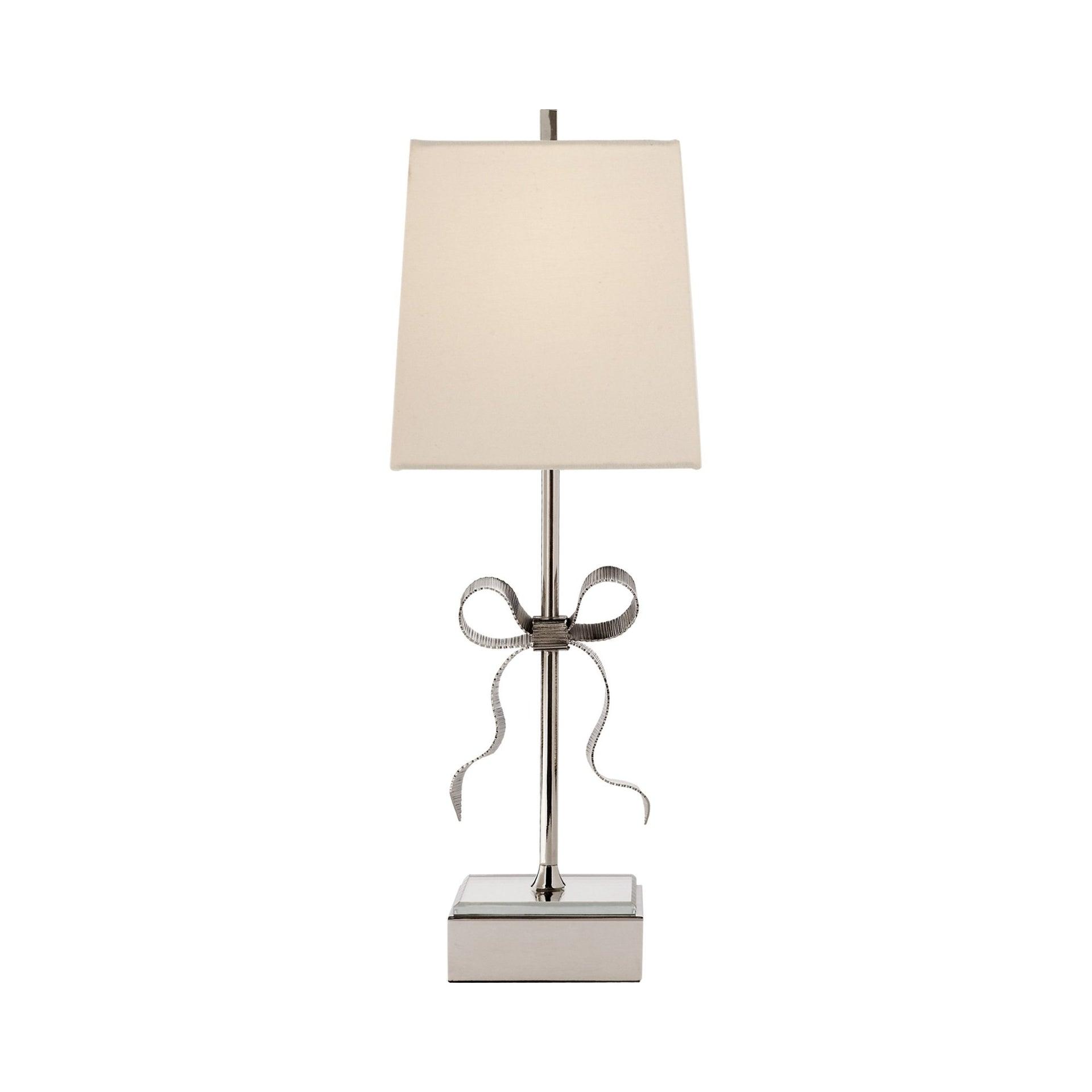 Ellery Polished Nickel Outdoor Table Lamp with Cream Shade