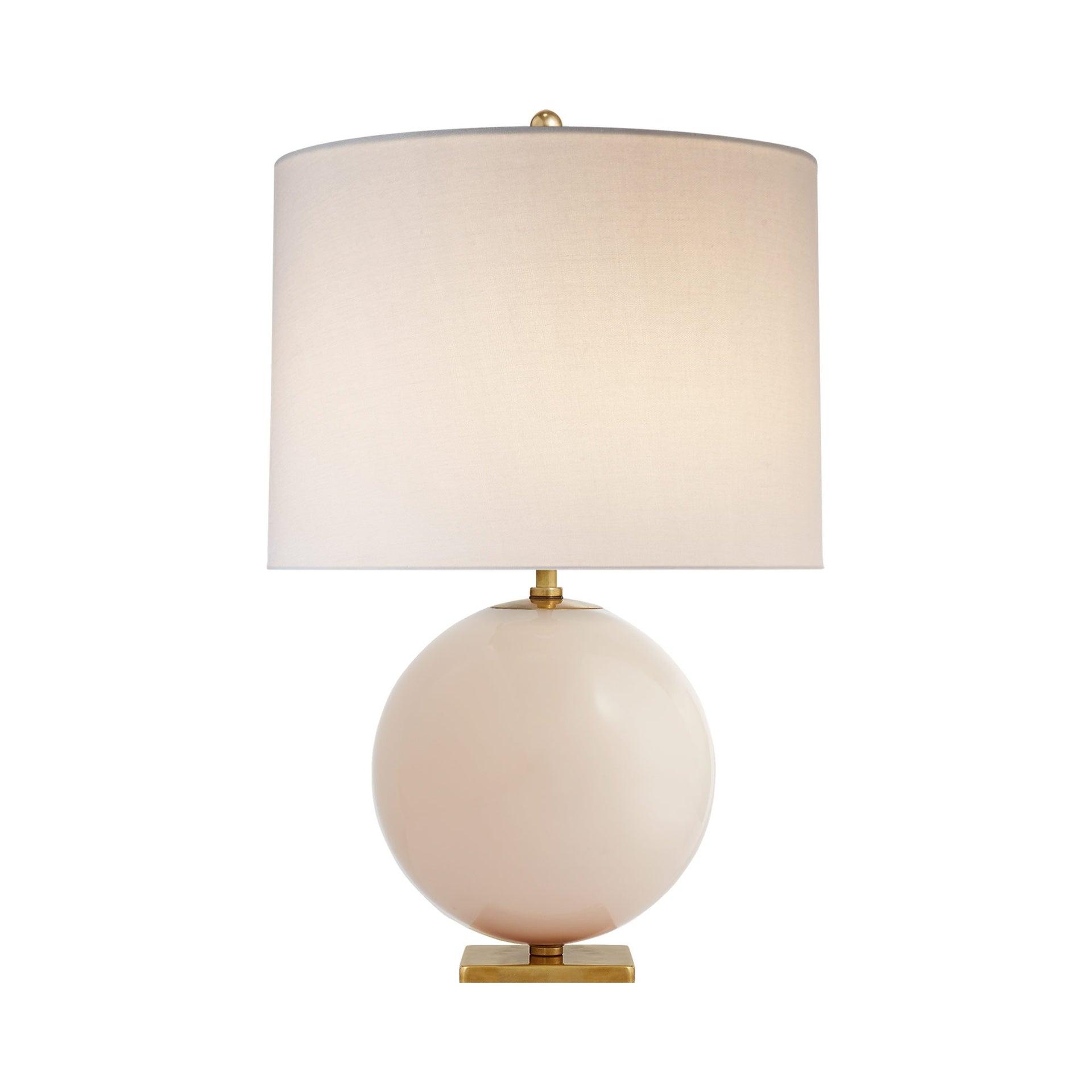 Blush Painted Glass Adjustable Outdoor Table Lamp with Cream Linen Shade