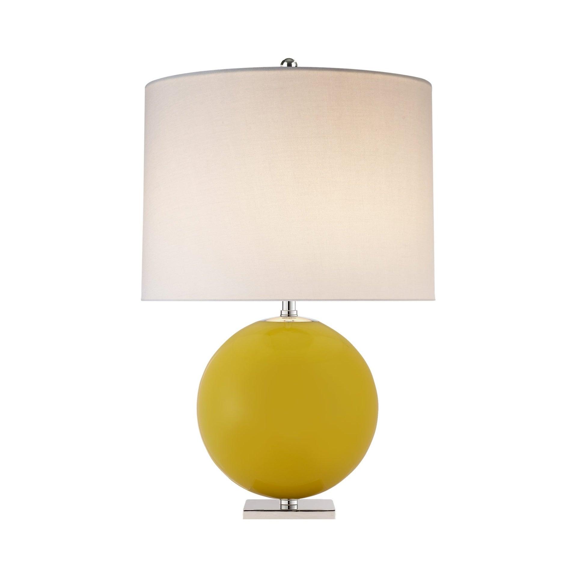 Elsie Yellow Glass Globe Table Lamp with Linen Shade
