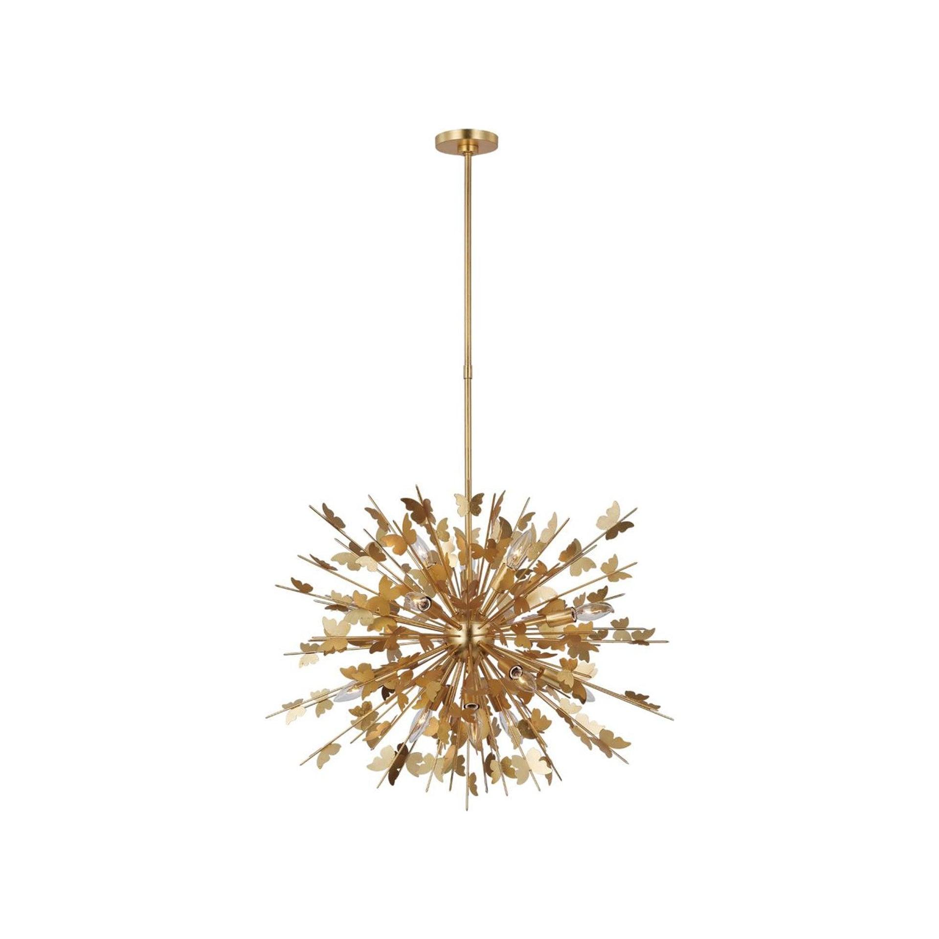 Farfalle Medium Burnished Silver Leaf 14-Light Crystal Chandelier