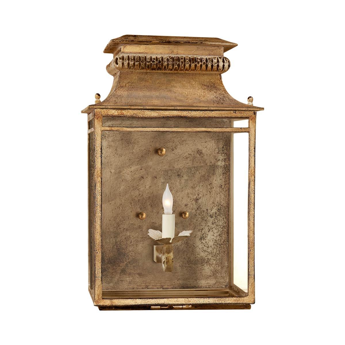 Dimmable Nickel Brown Lantern Style Sconce, 18" Height