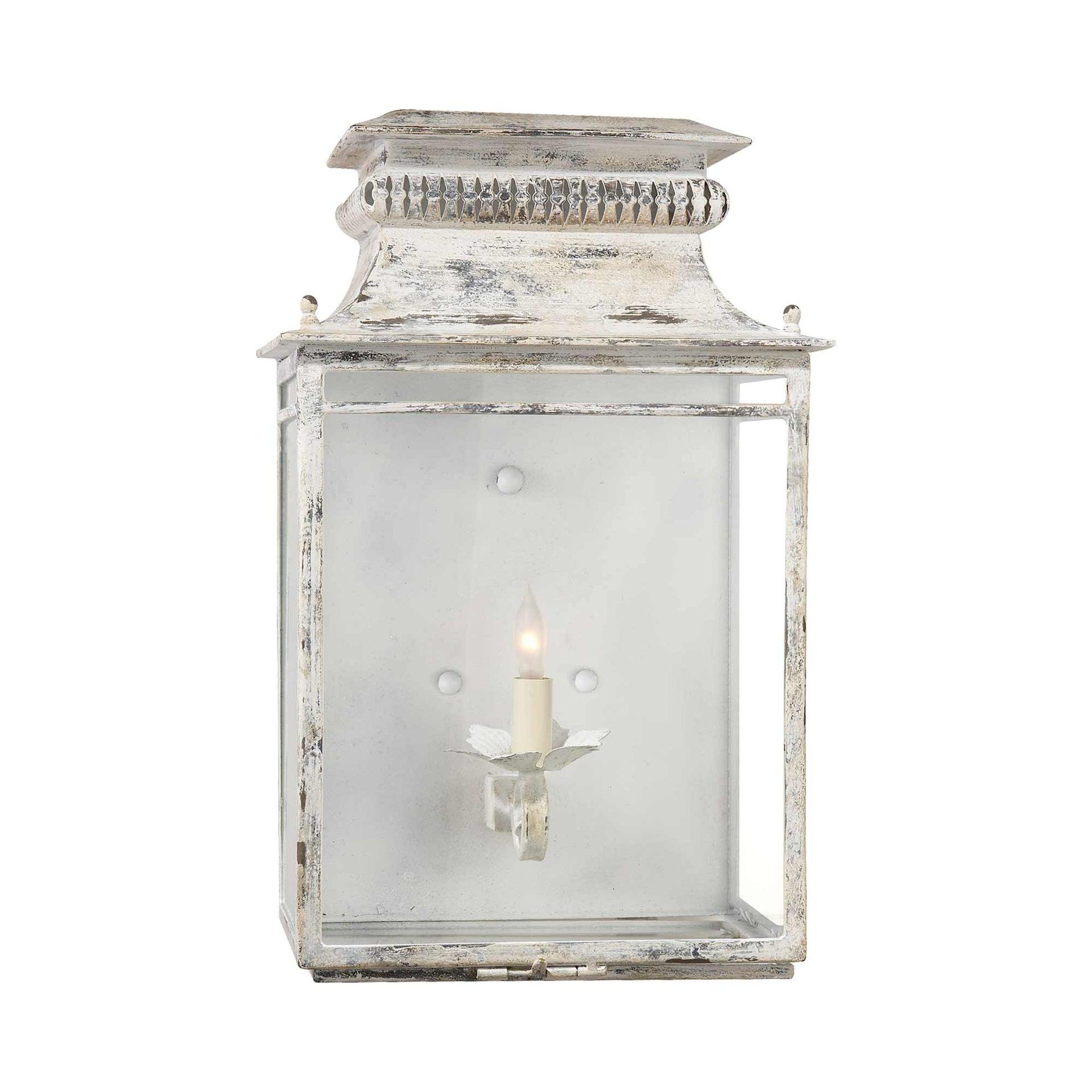 18" White Iron Lantern Style Wall Sconce
